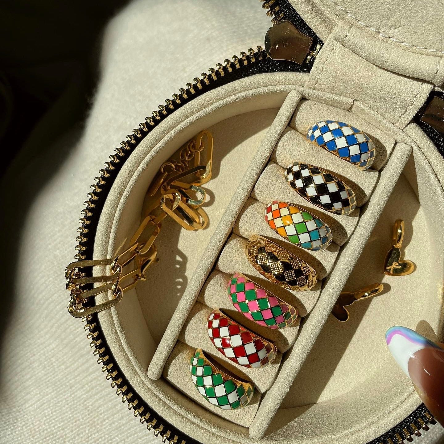 Emerald Green Checker Ring