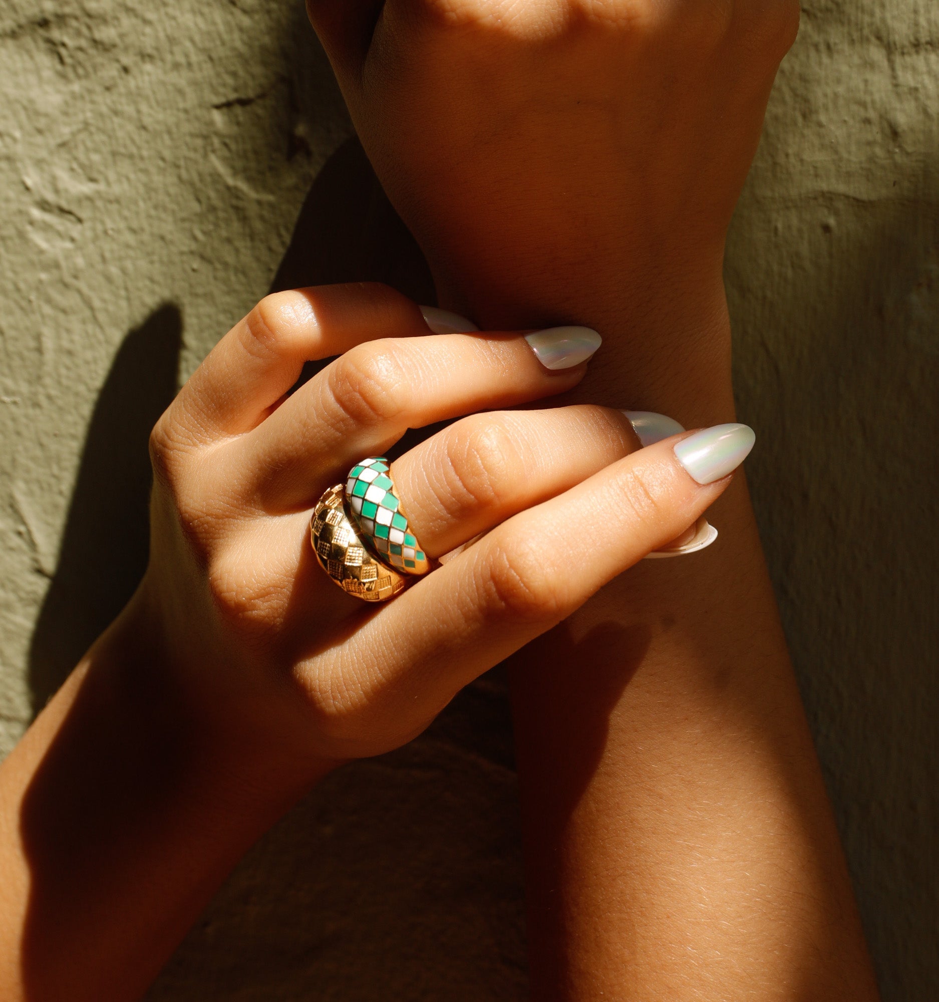 Emerald Green Checker Ring