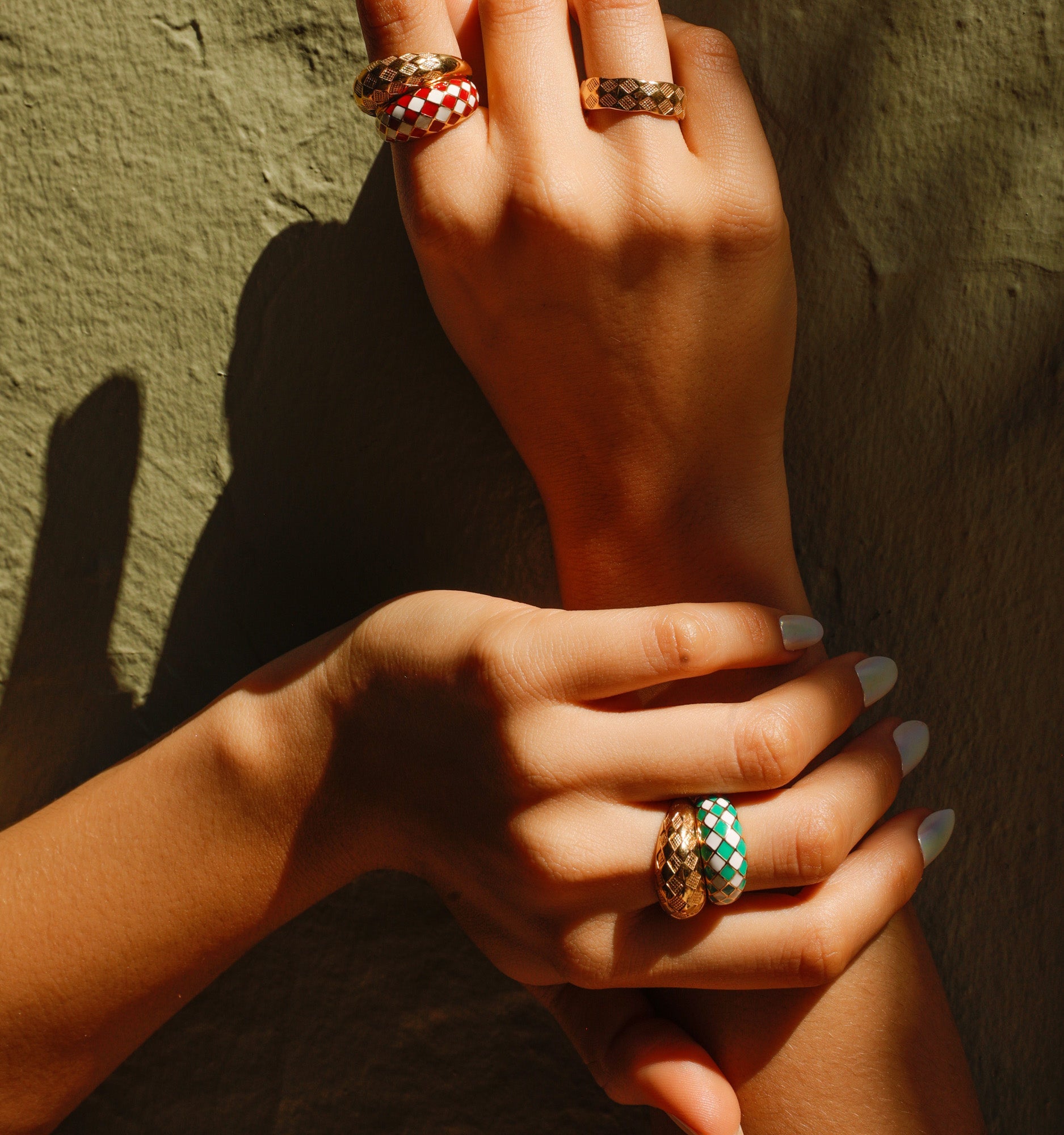 Emerald Green Checker Ring