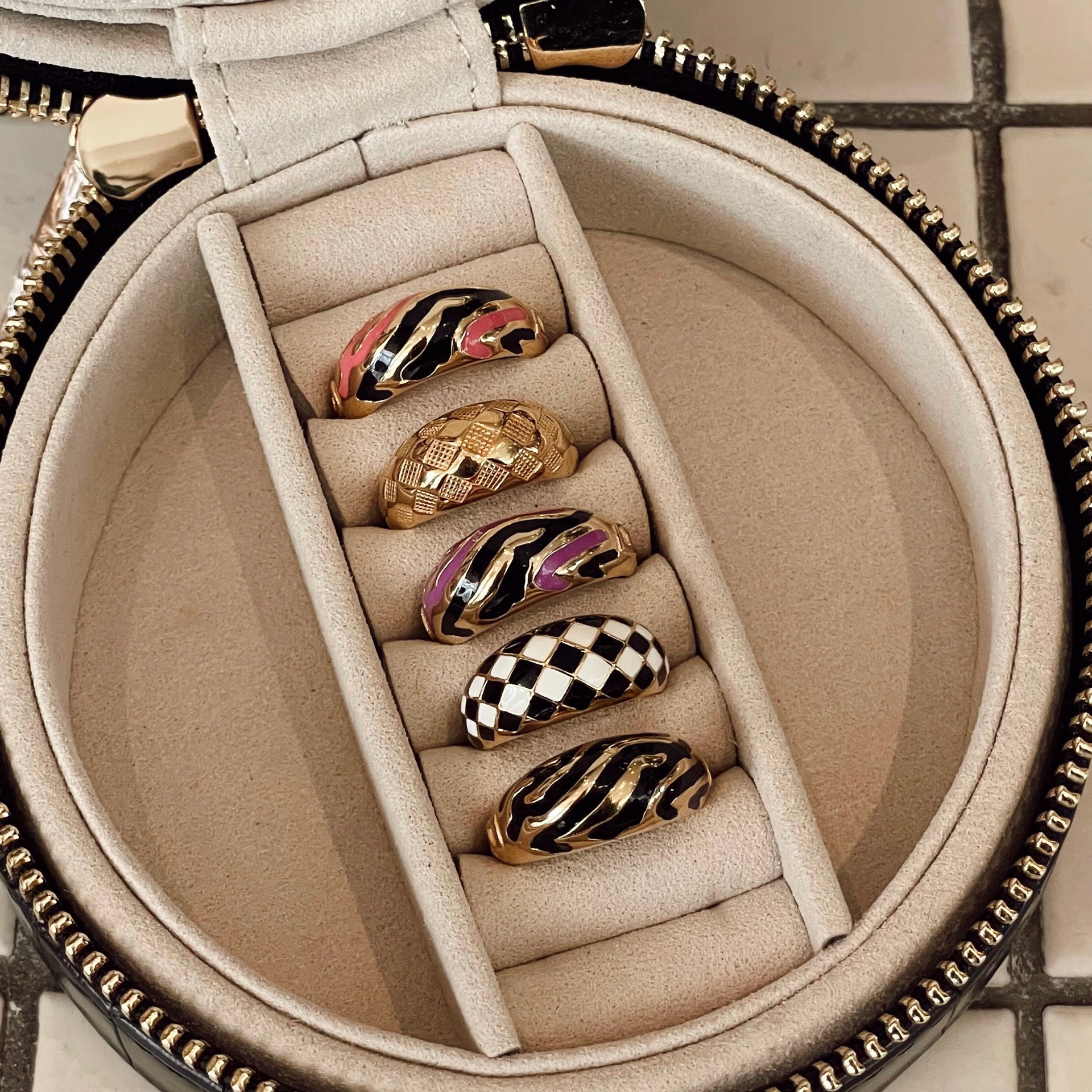 Emerald Green Checker Ring