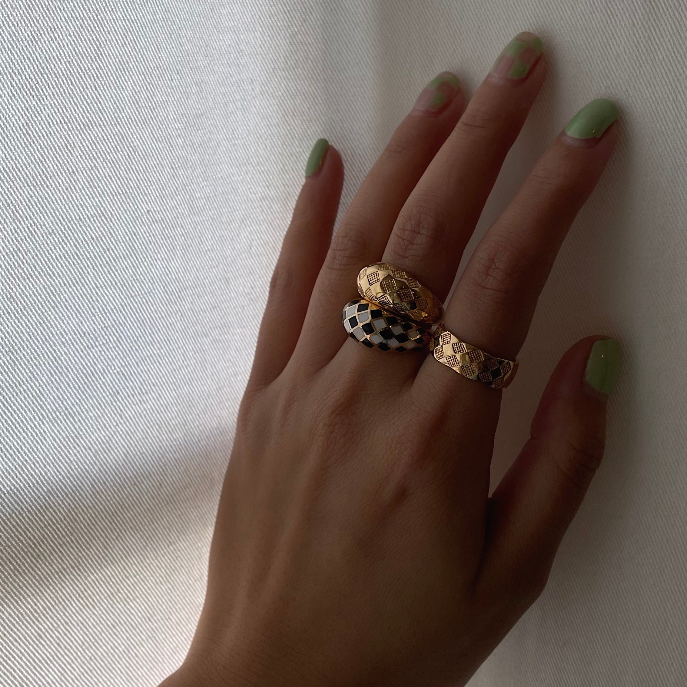 Emerald Green Checker Ring