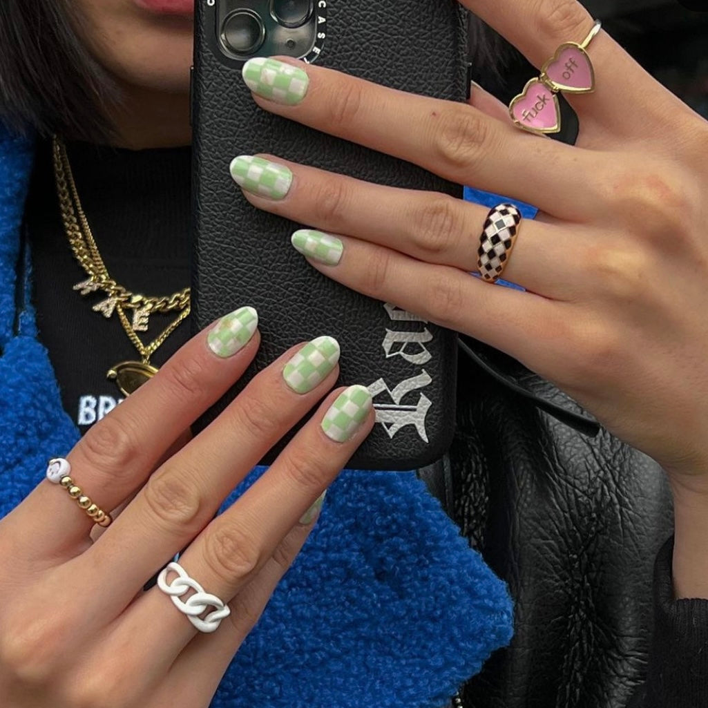 Emerald Green Checker Ring