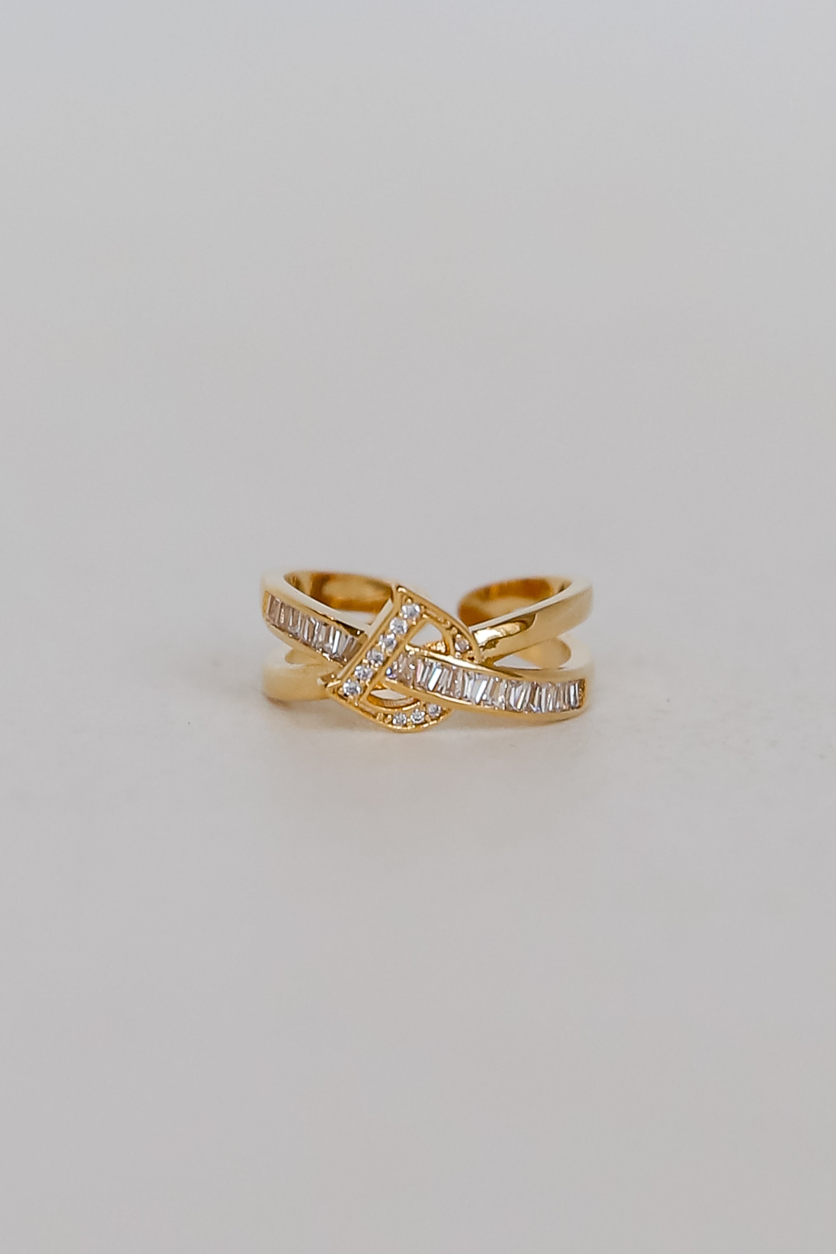 FINAL SALE - Dani Gold Rhinestone "D" Double Ring