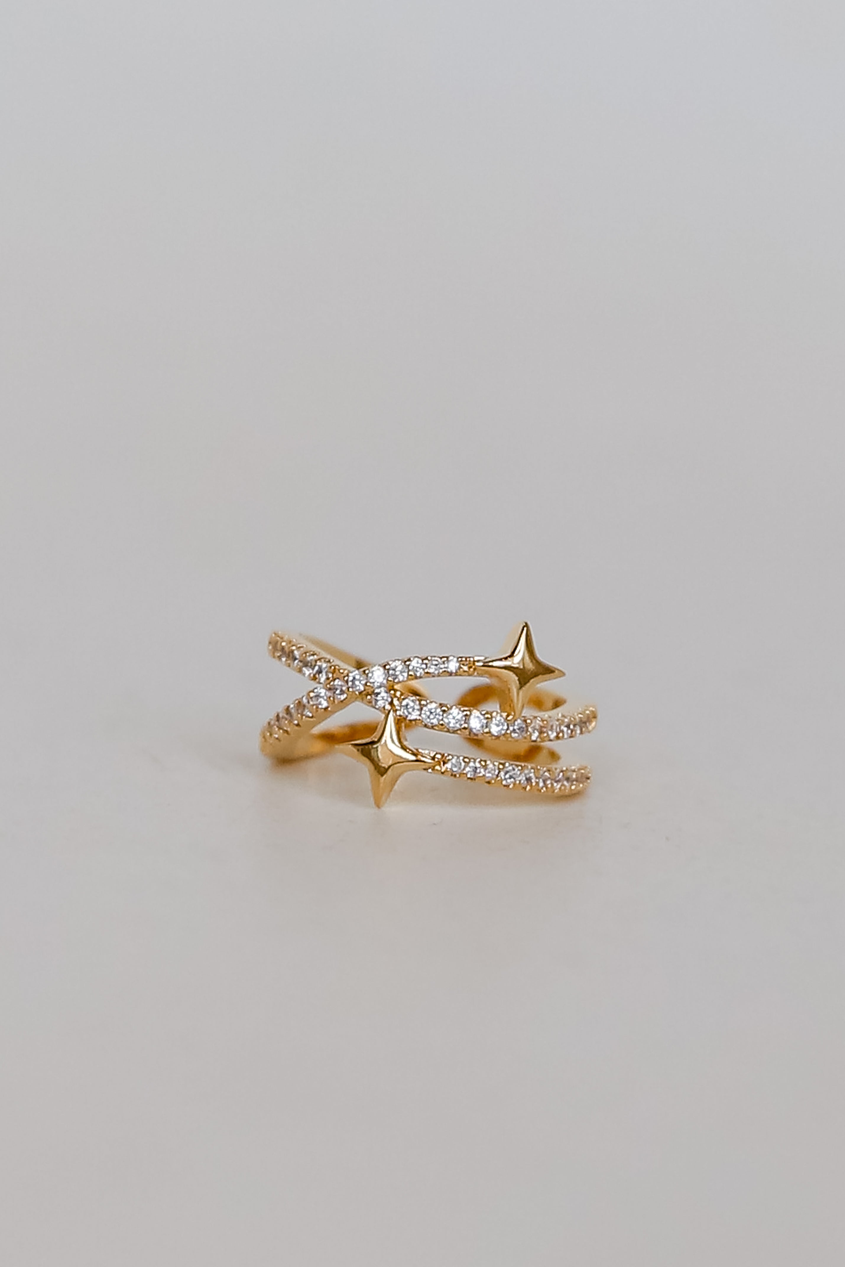 FINAL SALE - Eliza Gold Rhinestone Star Triple Ring