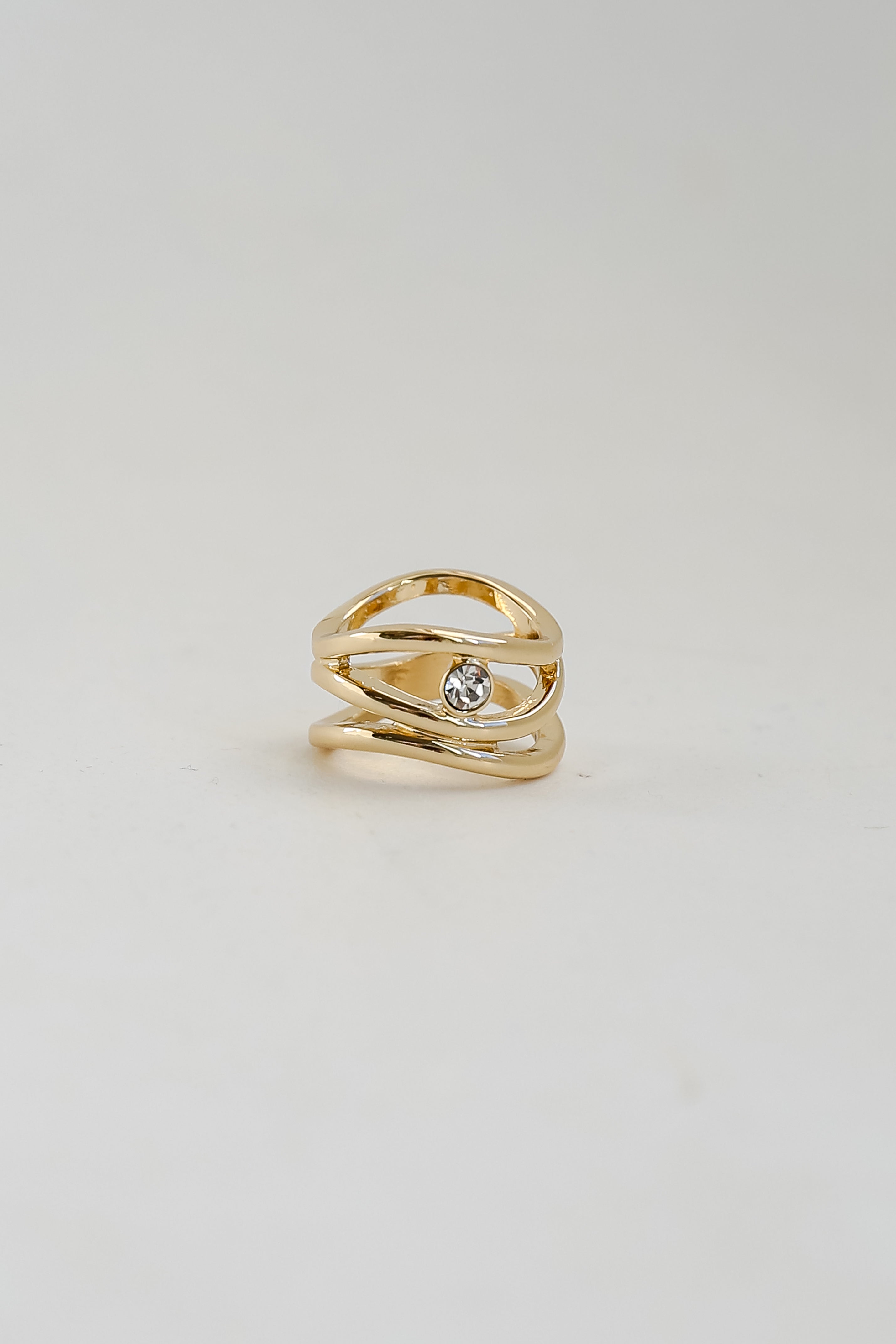 FINAL SALE - Lizzie Gold Rhinestone Triple Ring