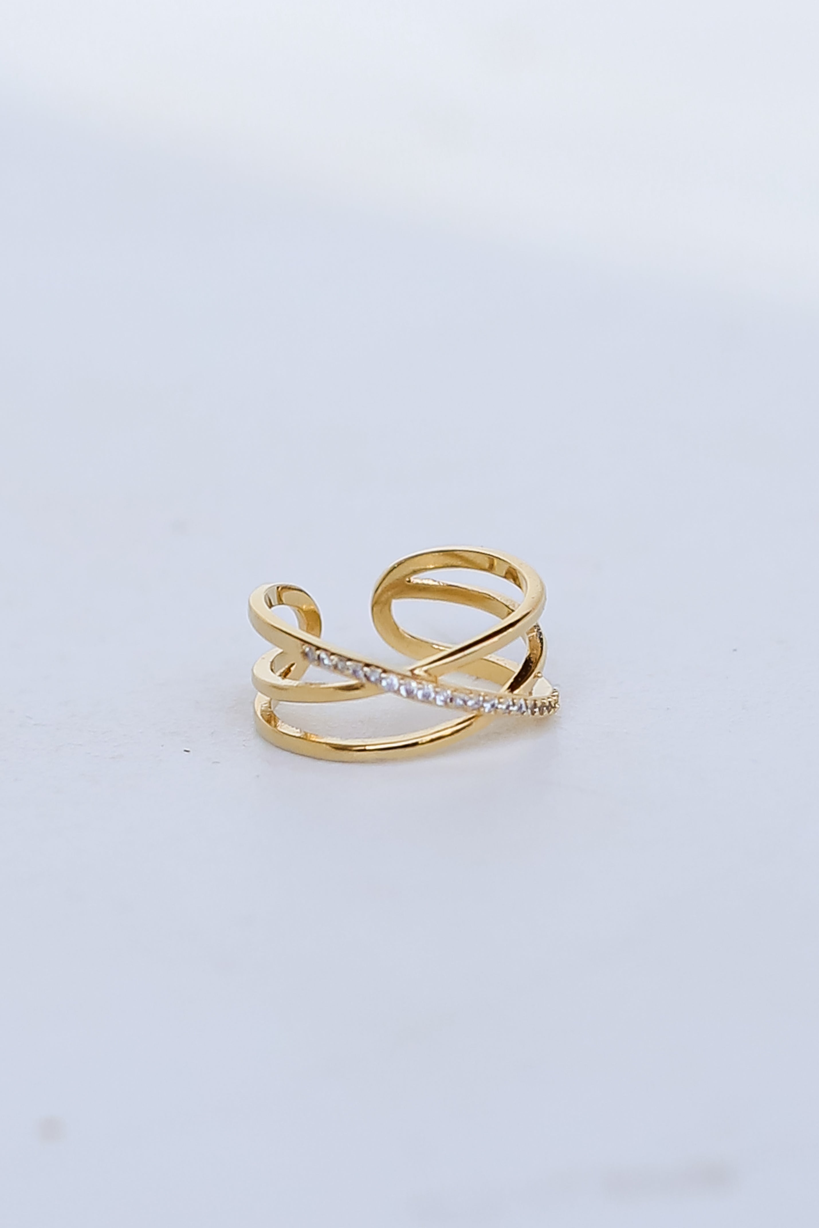 Helen Gold Rhinestone Triple Ring