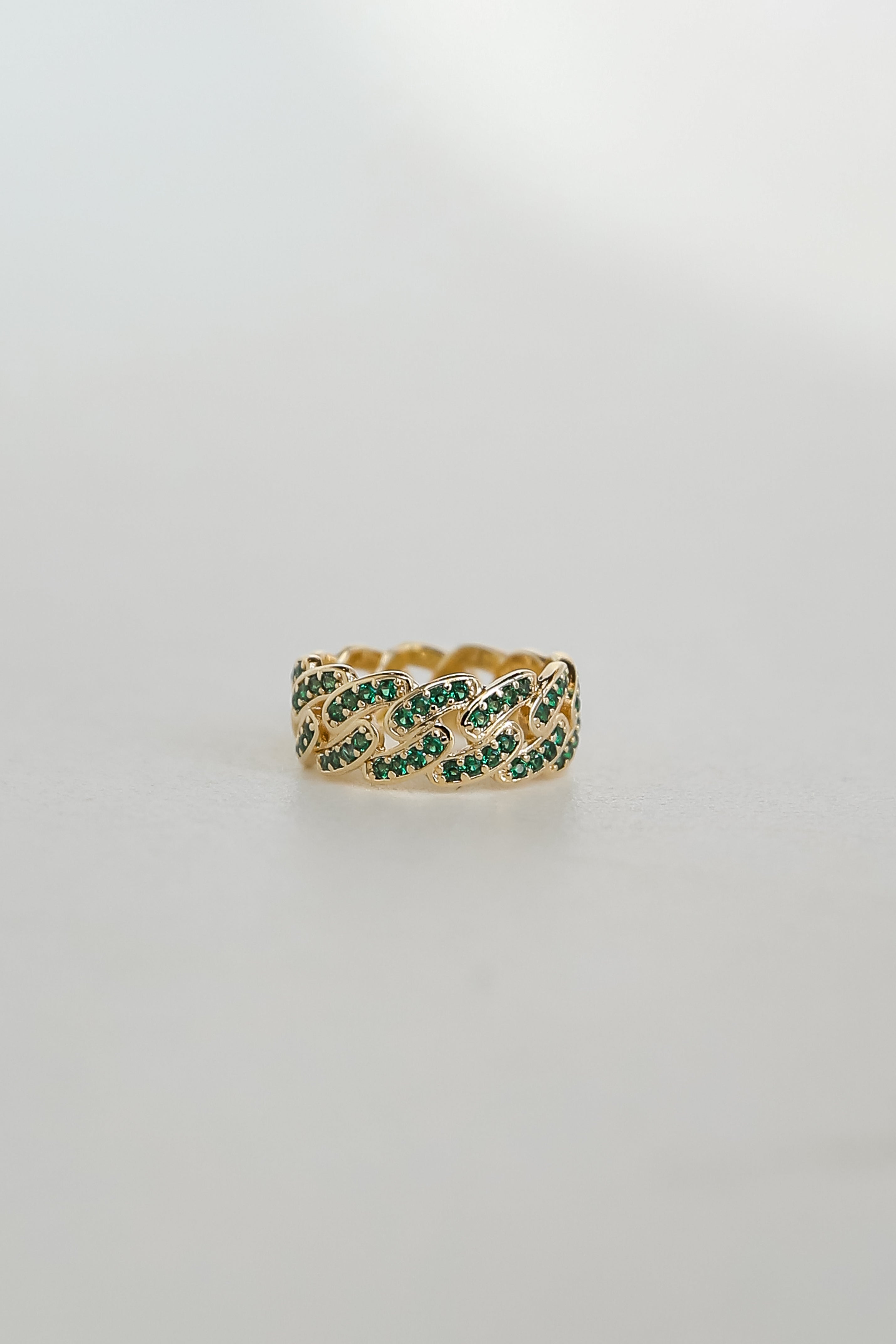 FINAL SALE - Amelia Green Rhinestone Chainlink Ring