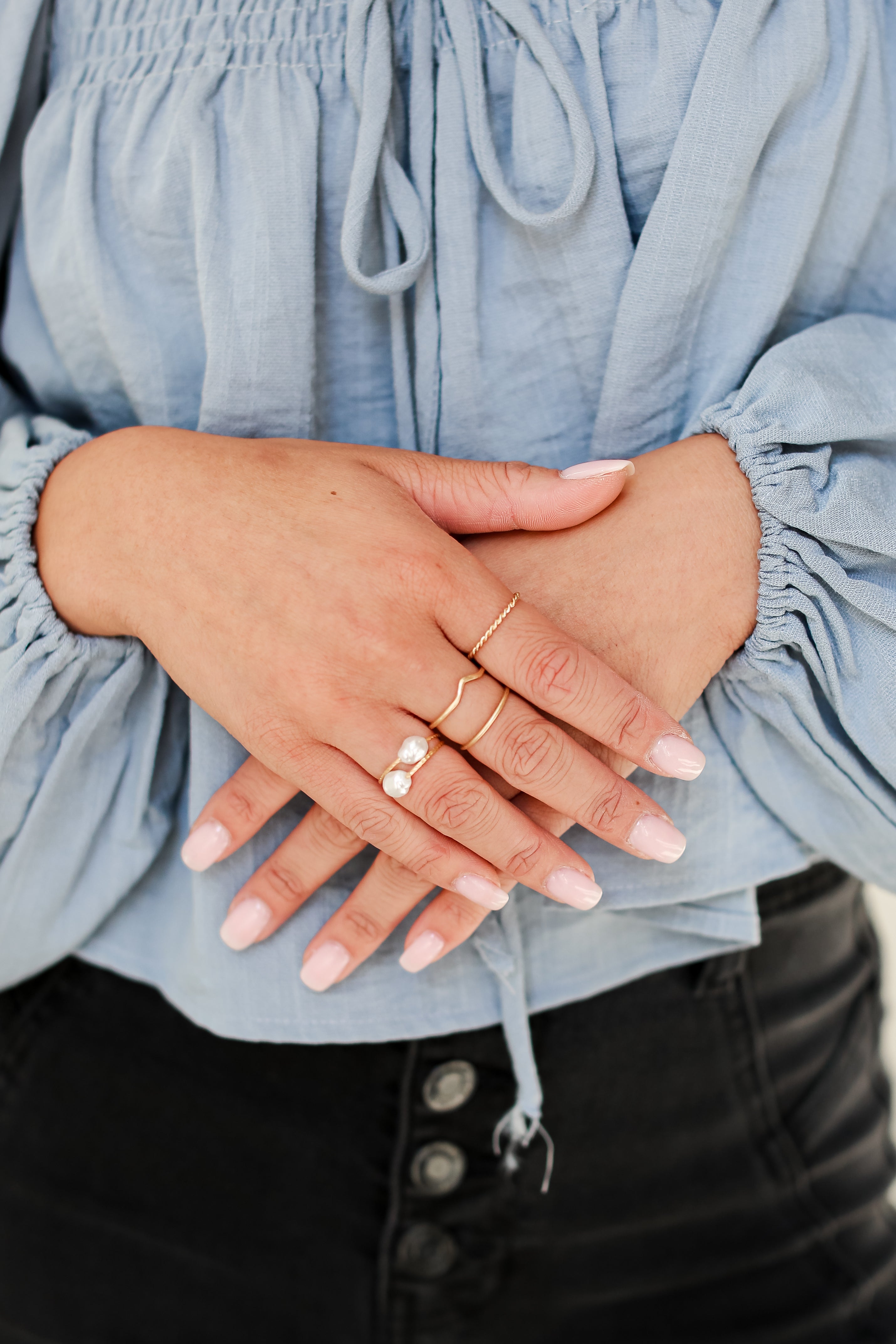 FINAL SALE - Teagan Pearl Ring Set