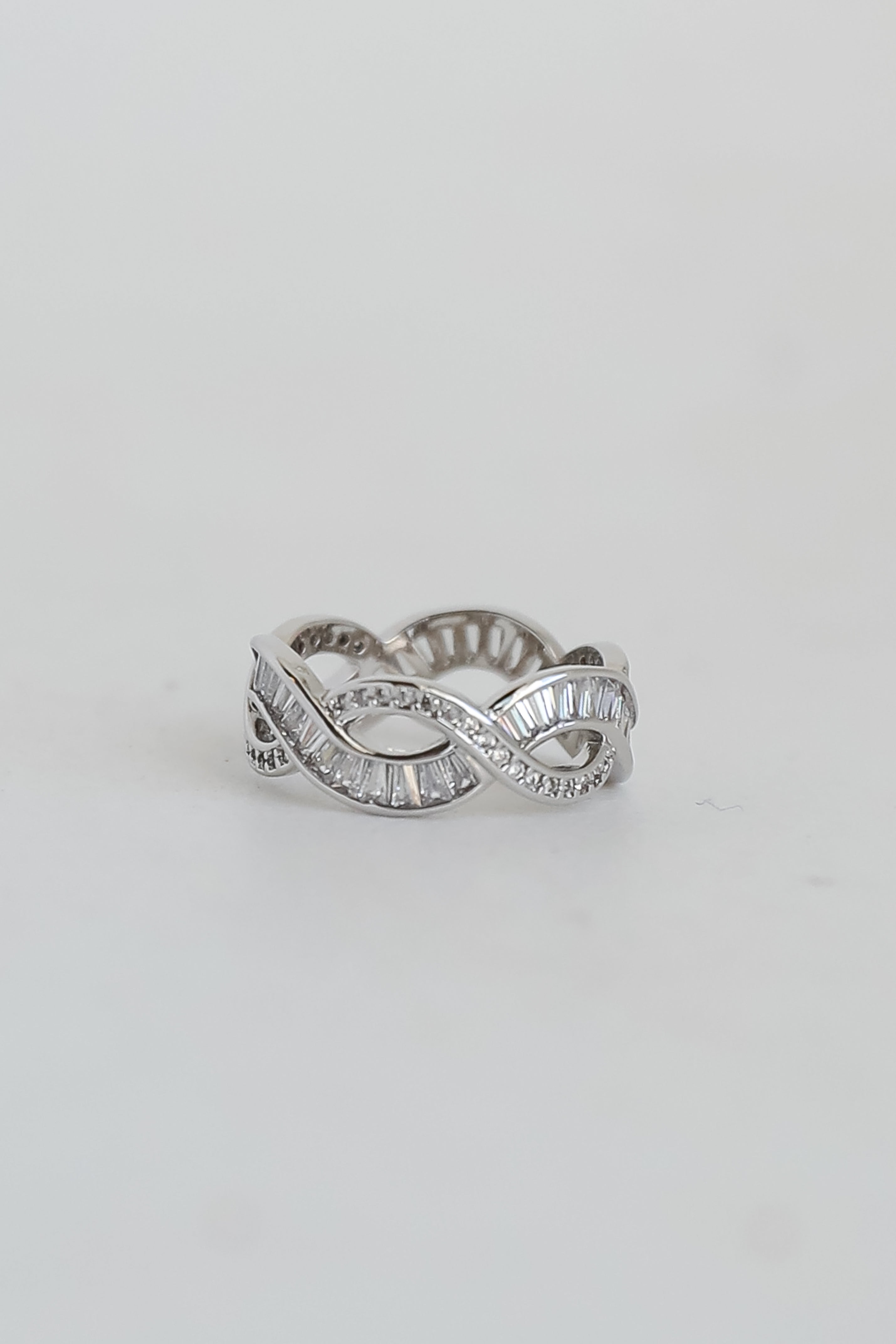FINAL SALE - Hazel Silver Rhinestone Braided Ring