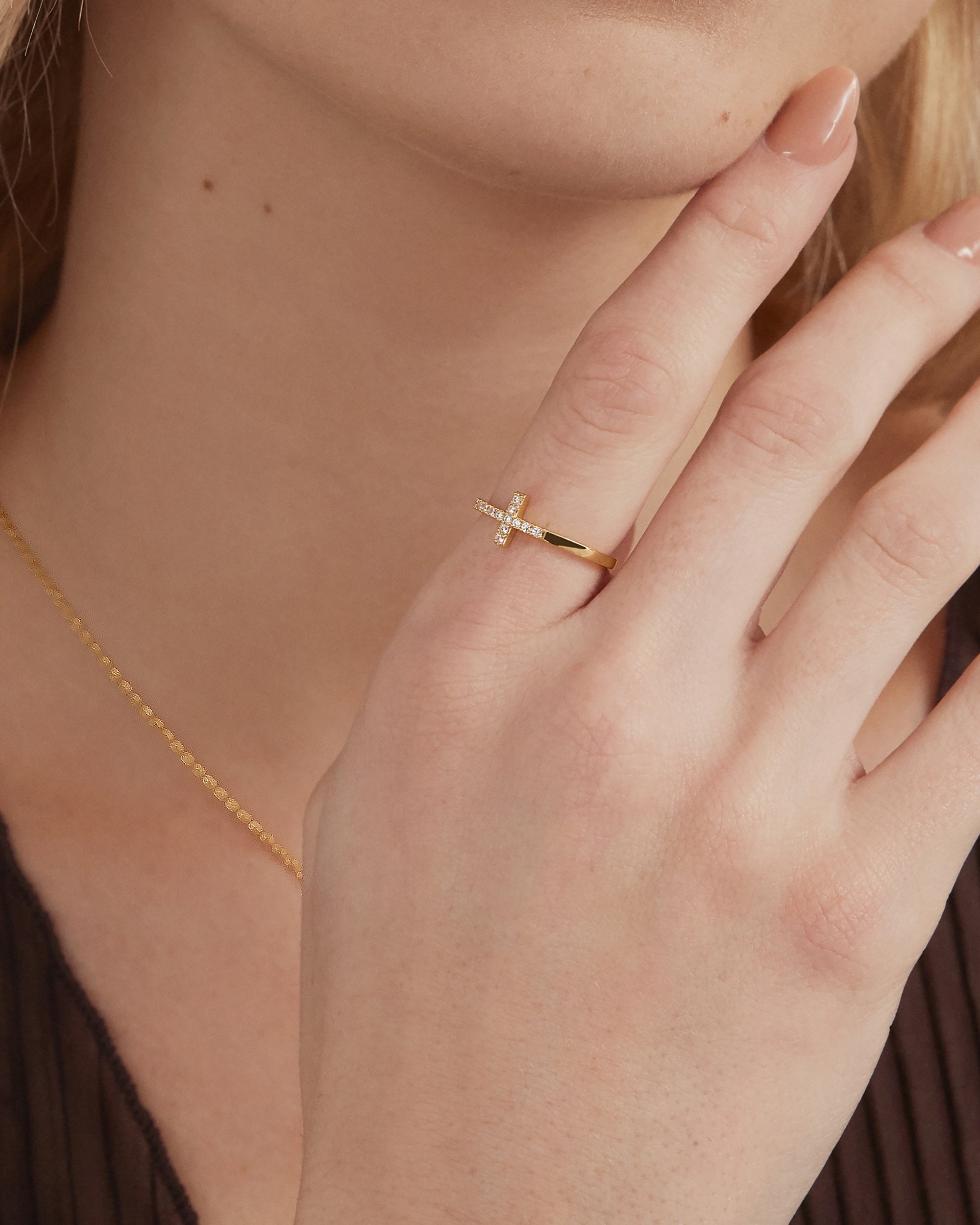 Cross Ring Cubic Zirconia