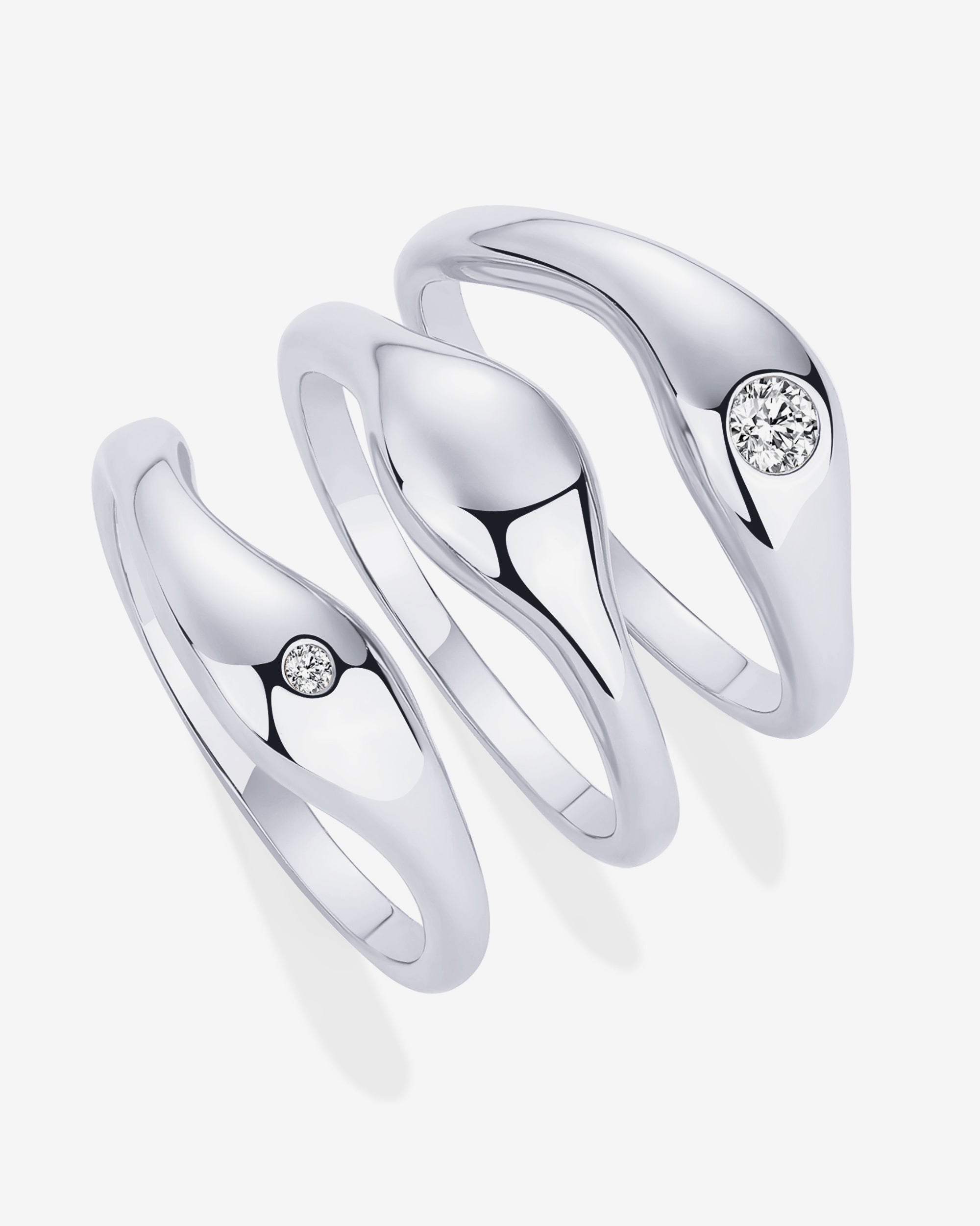 Wavy Triple Ring Stack Set