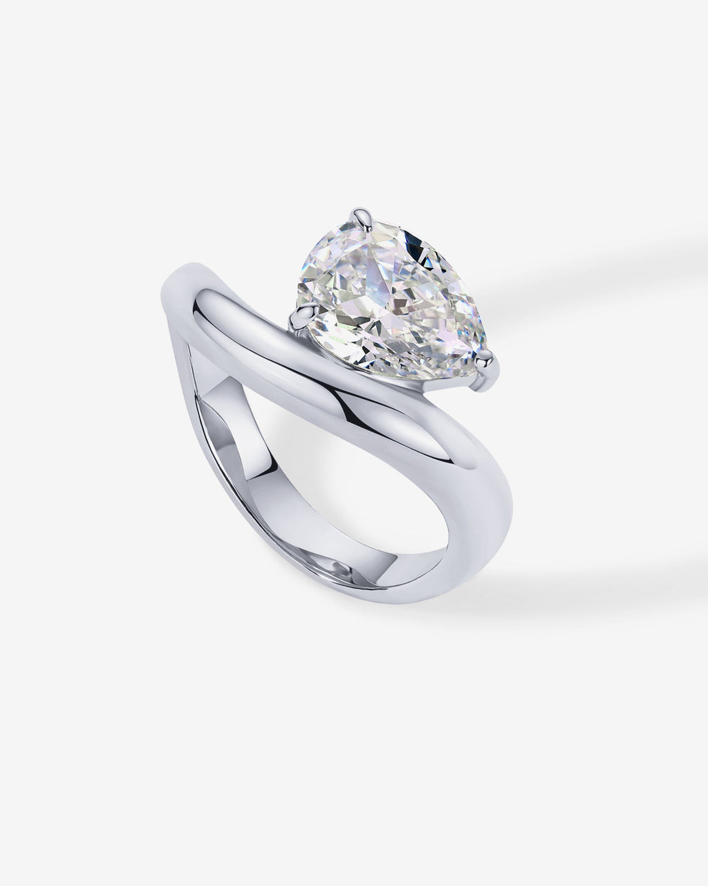 Pear Cubic Zirconia Curved Ring
