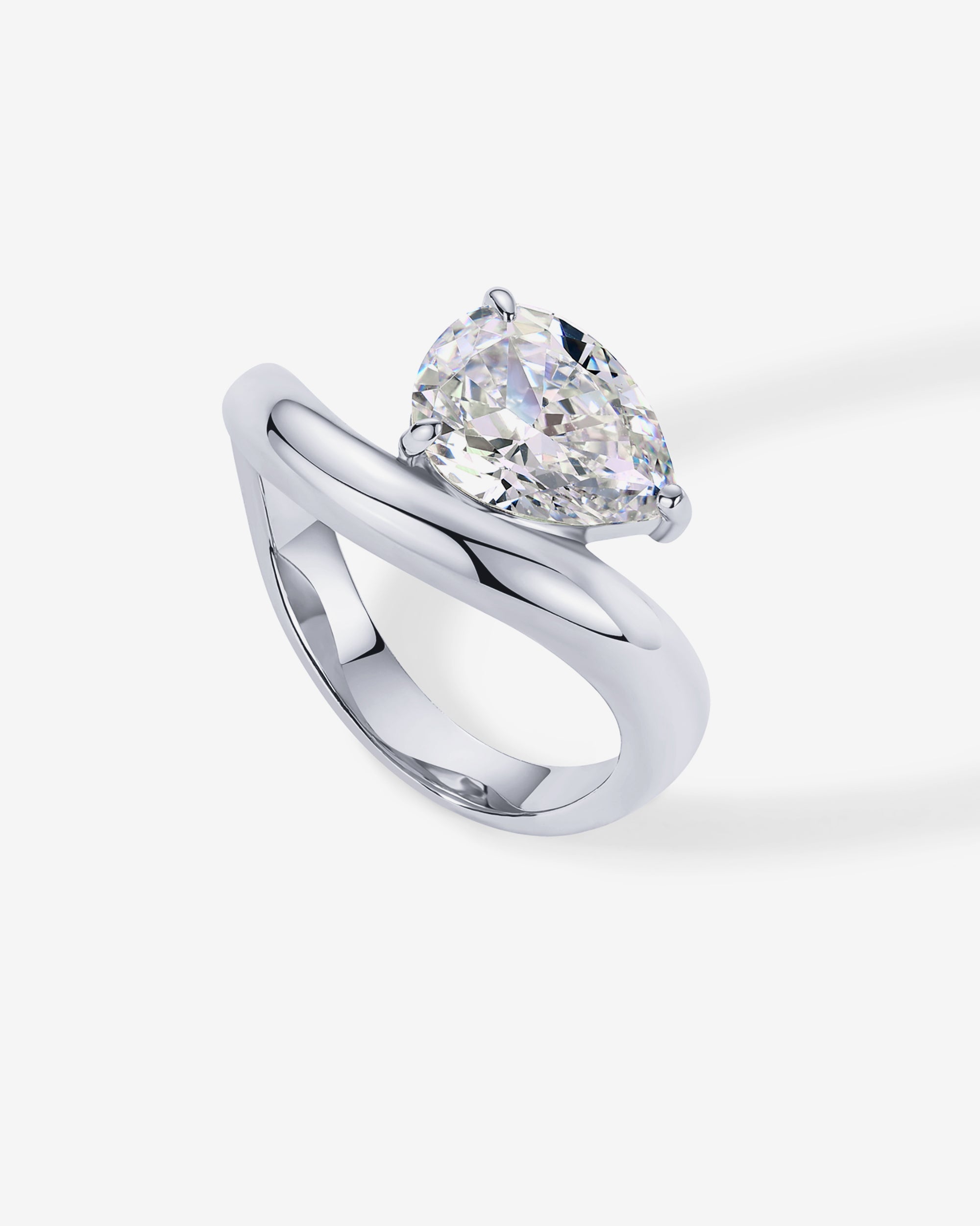 Pear Cubic Zirconia Curved Ring