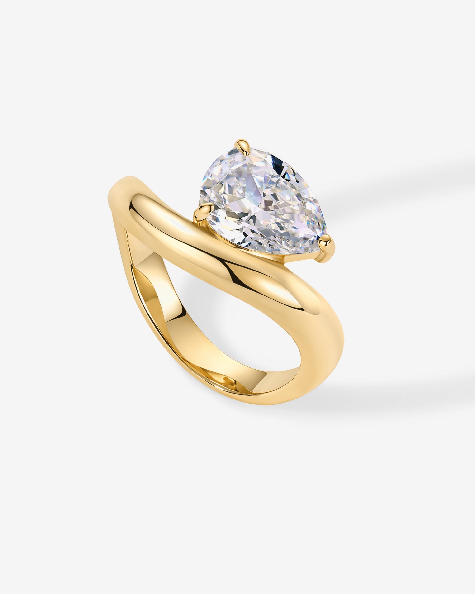 Pear Cubic Zirconia Curved Ring