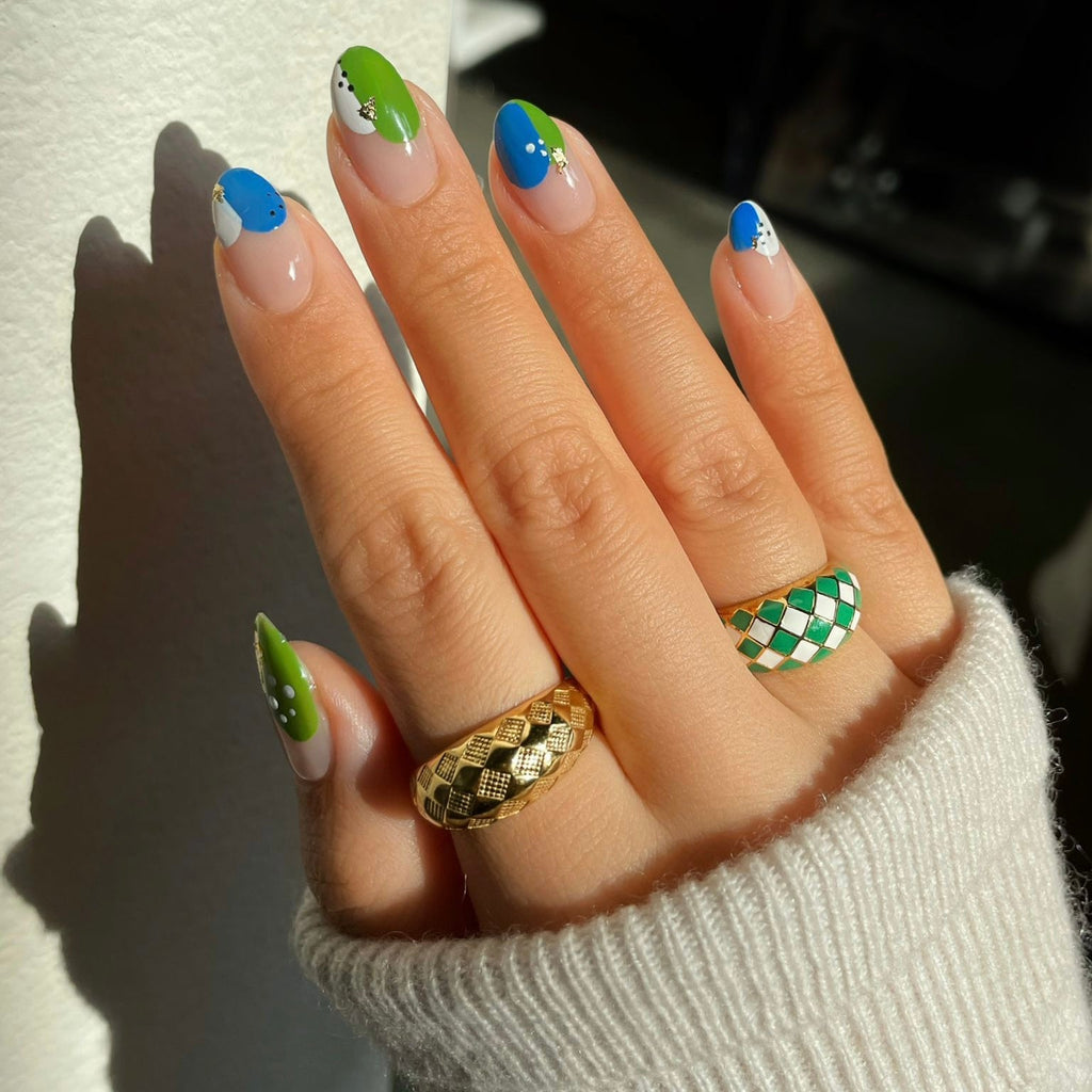 Azure Blue Checker Ring