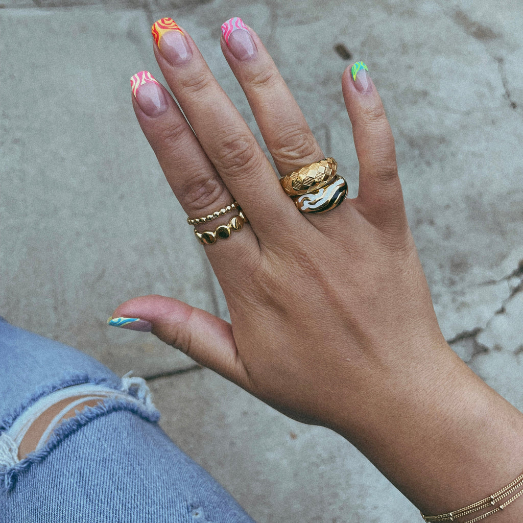Azure Blue Checker Ring