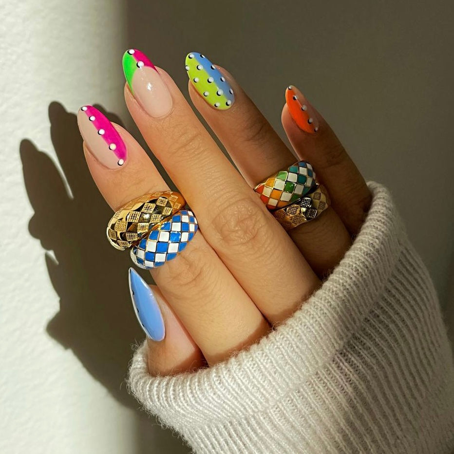 Azure Blue Checker Ring