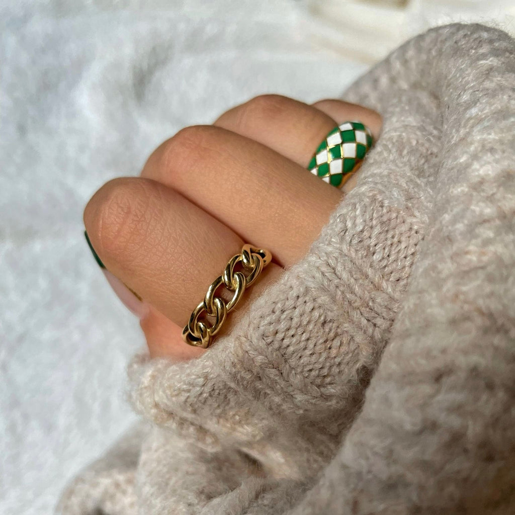 Azure Blue Checker Ring