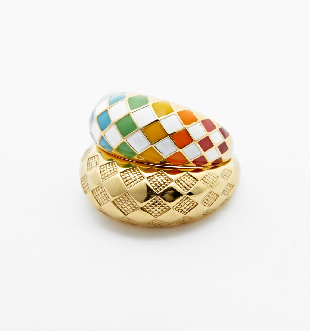 Checker Rings - Rainbow Set of 2