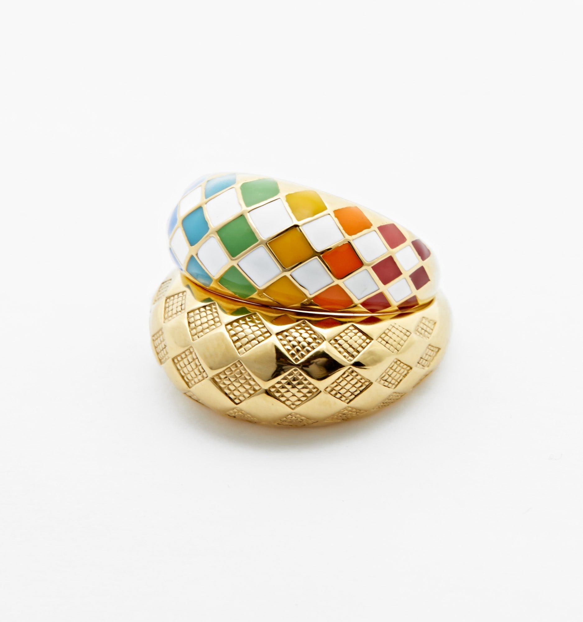 Checker Rings - Rainbow Set of 2