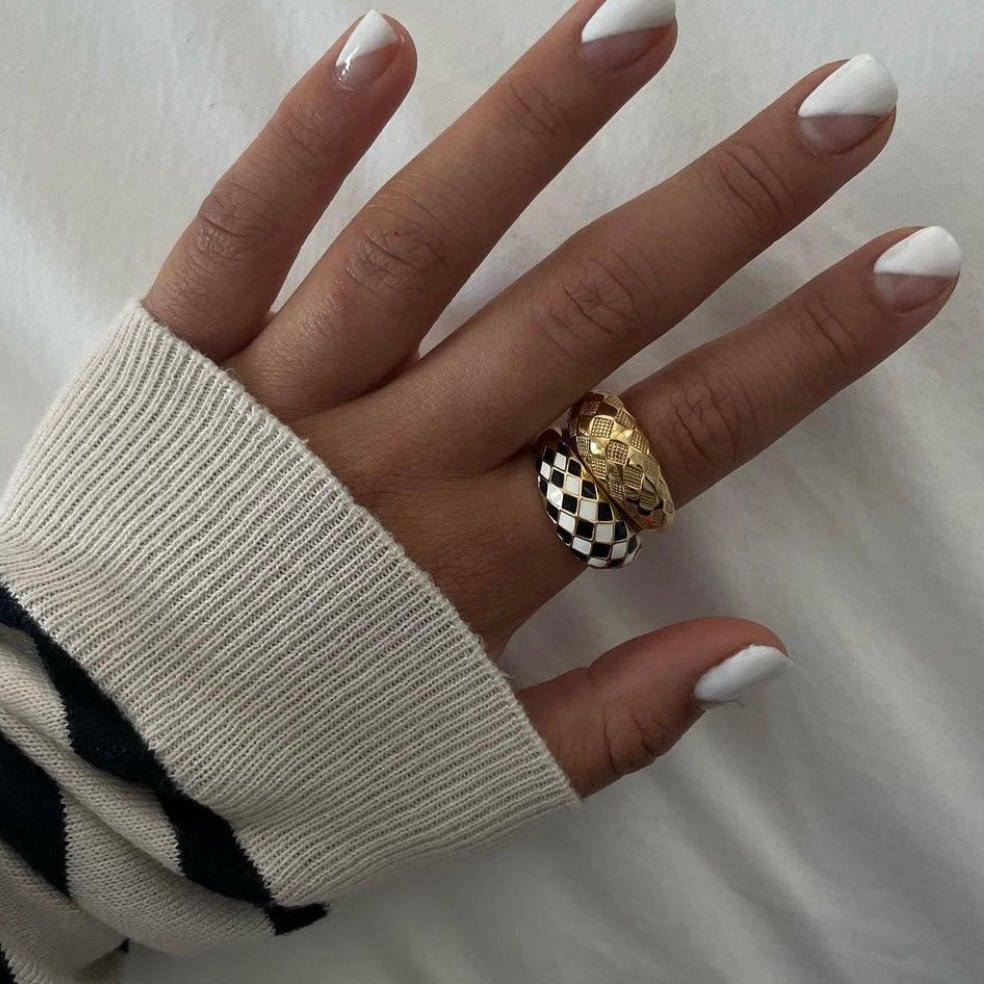 Checker Rings - Blue Set of 2
