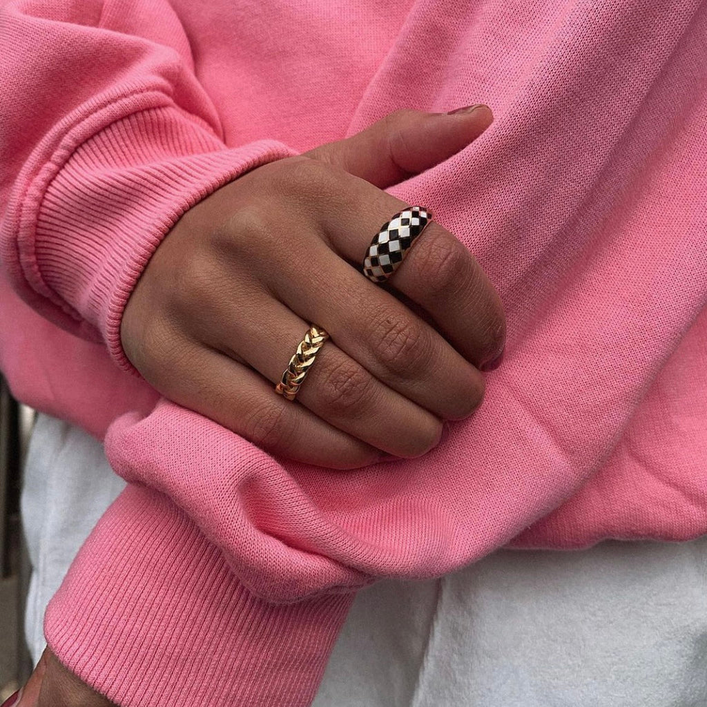 Azure Blue Checker Ring