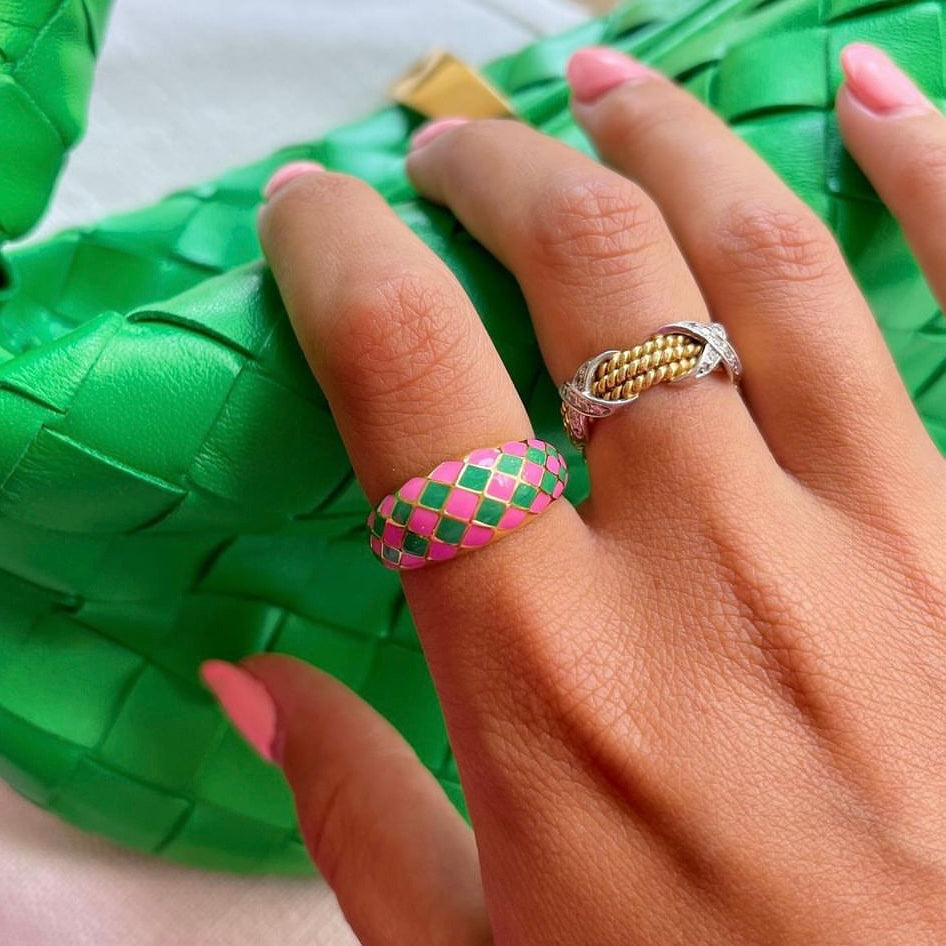 True Rainbow Checker Ring