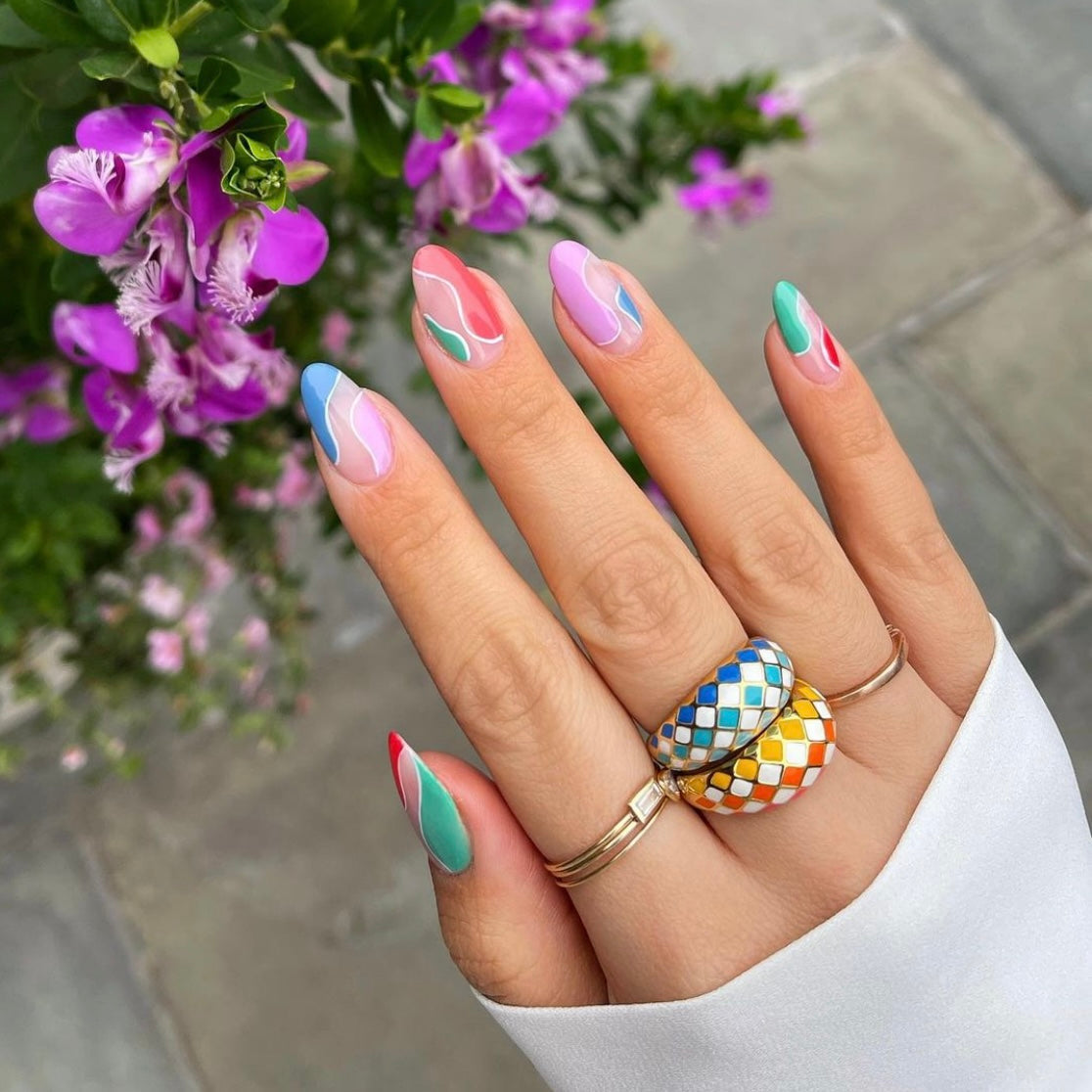 Azure Blue Checker Ring