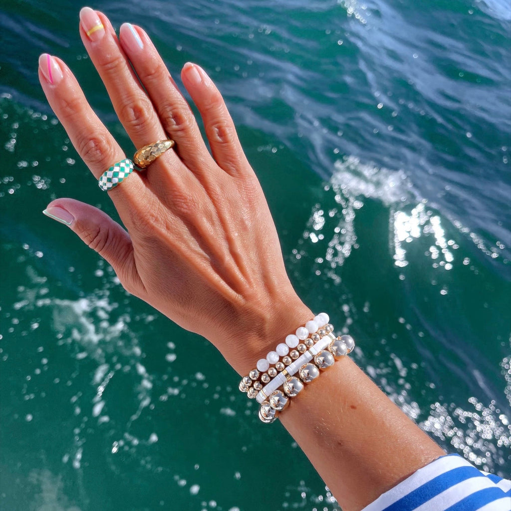 Azure Blue Checker Ring
