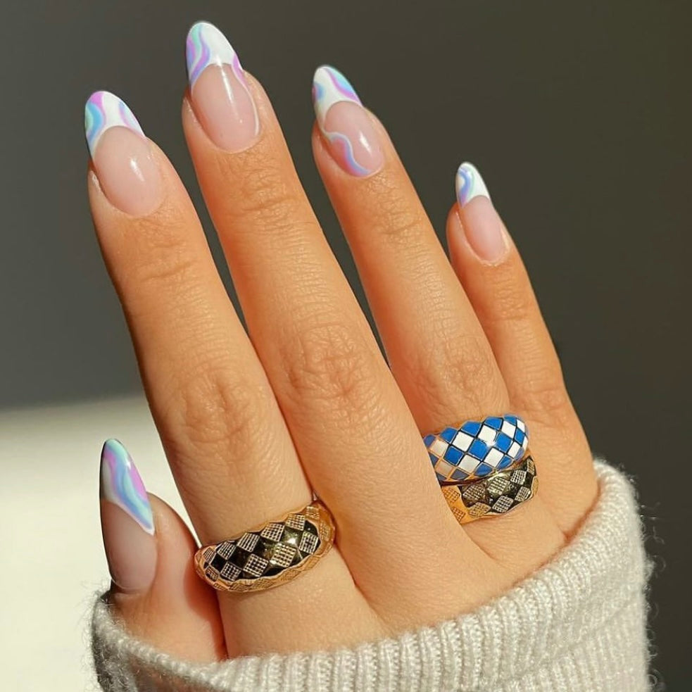 Azure Blue Checker Ring