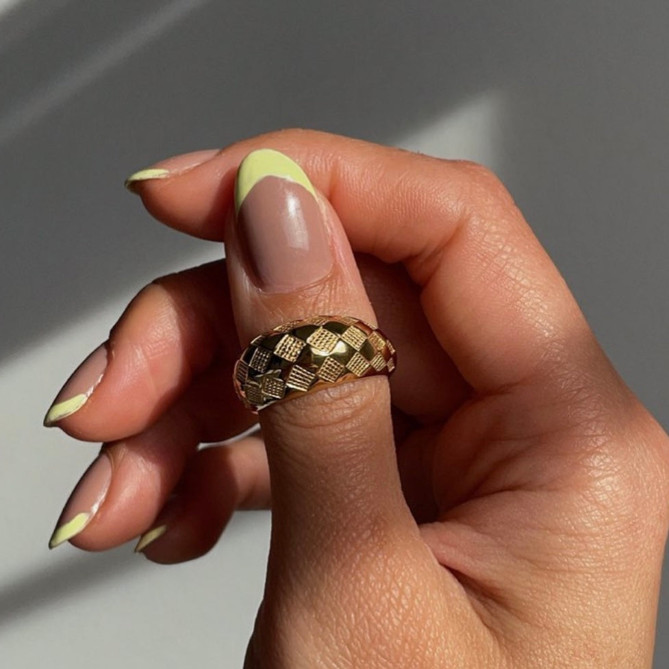 Azure Blue Checker Ring