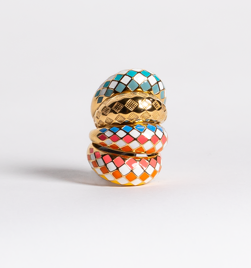 Checker Rings - Sunrise Set of 2