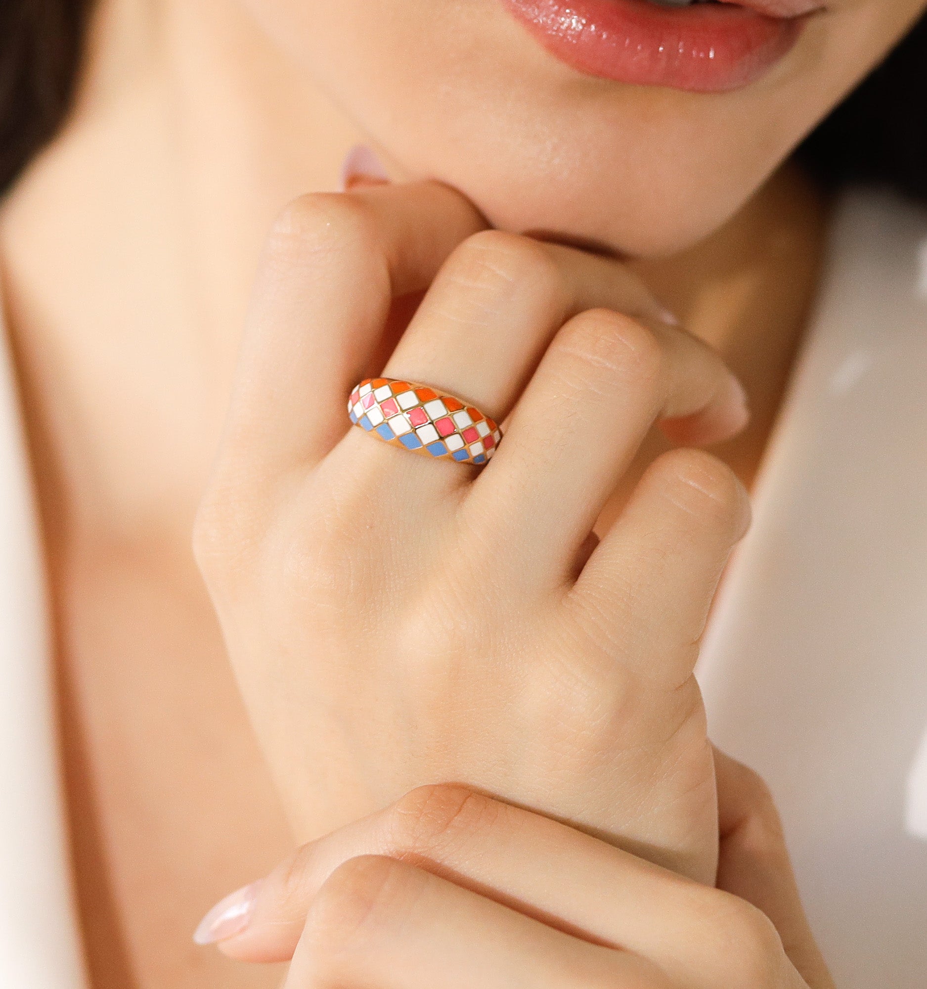 Sunrise Checkered Ring