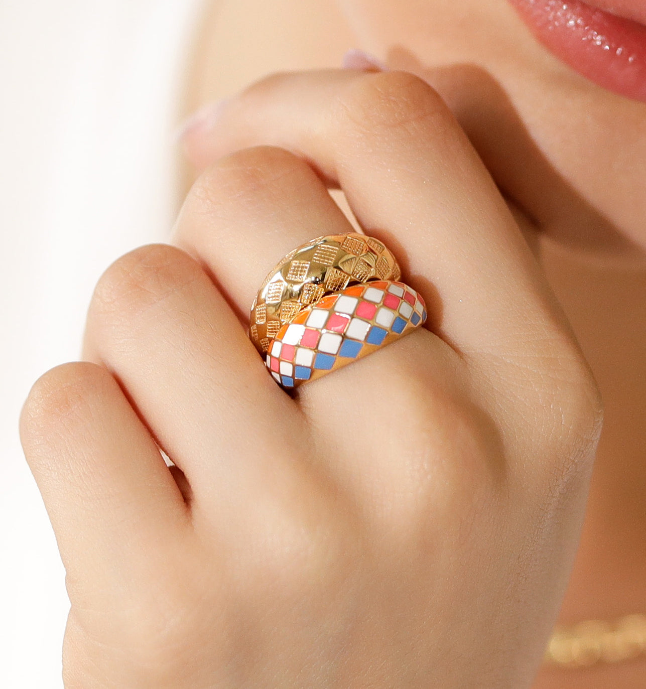Checker Rings - Sunrise Set of 2