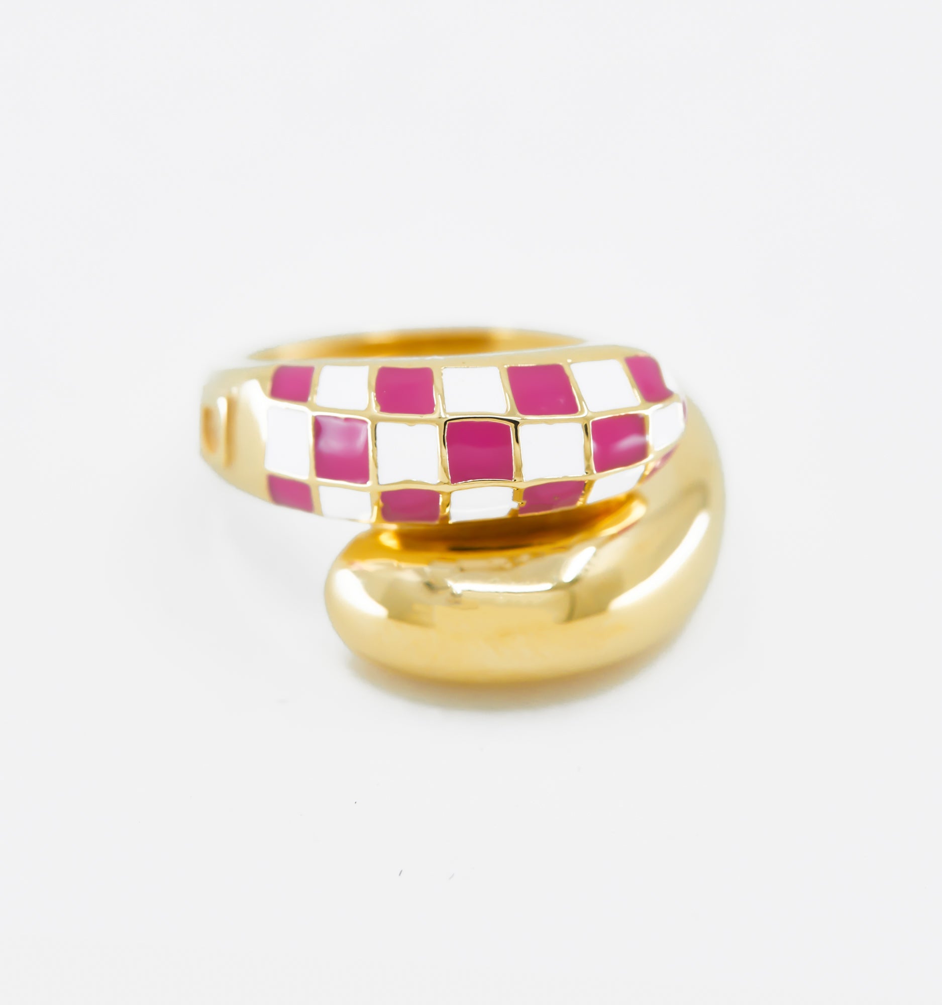 Wrap Checker Ring - Pink And White