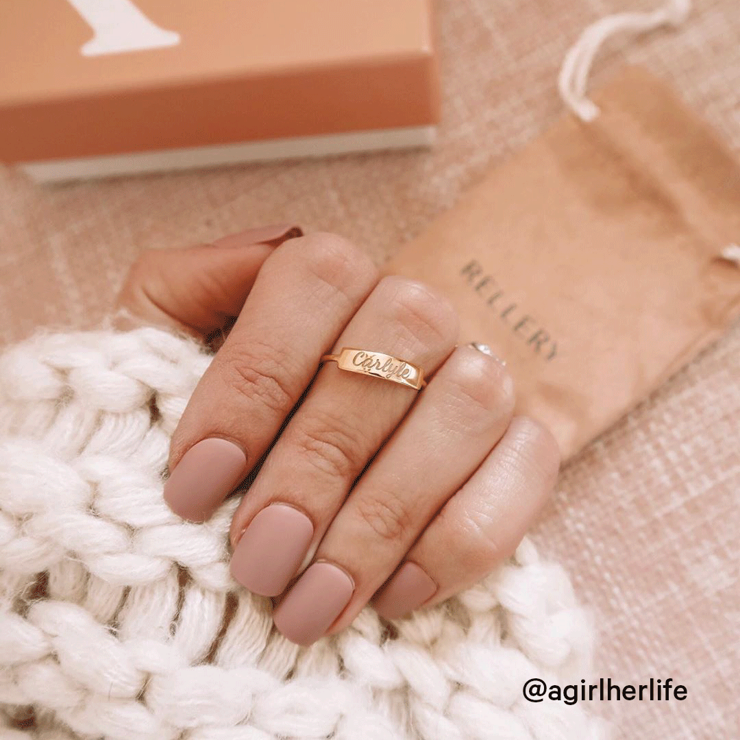 Small Personalized Bar Ring