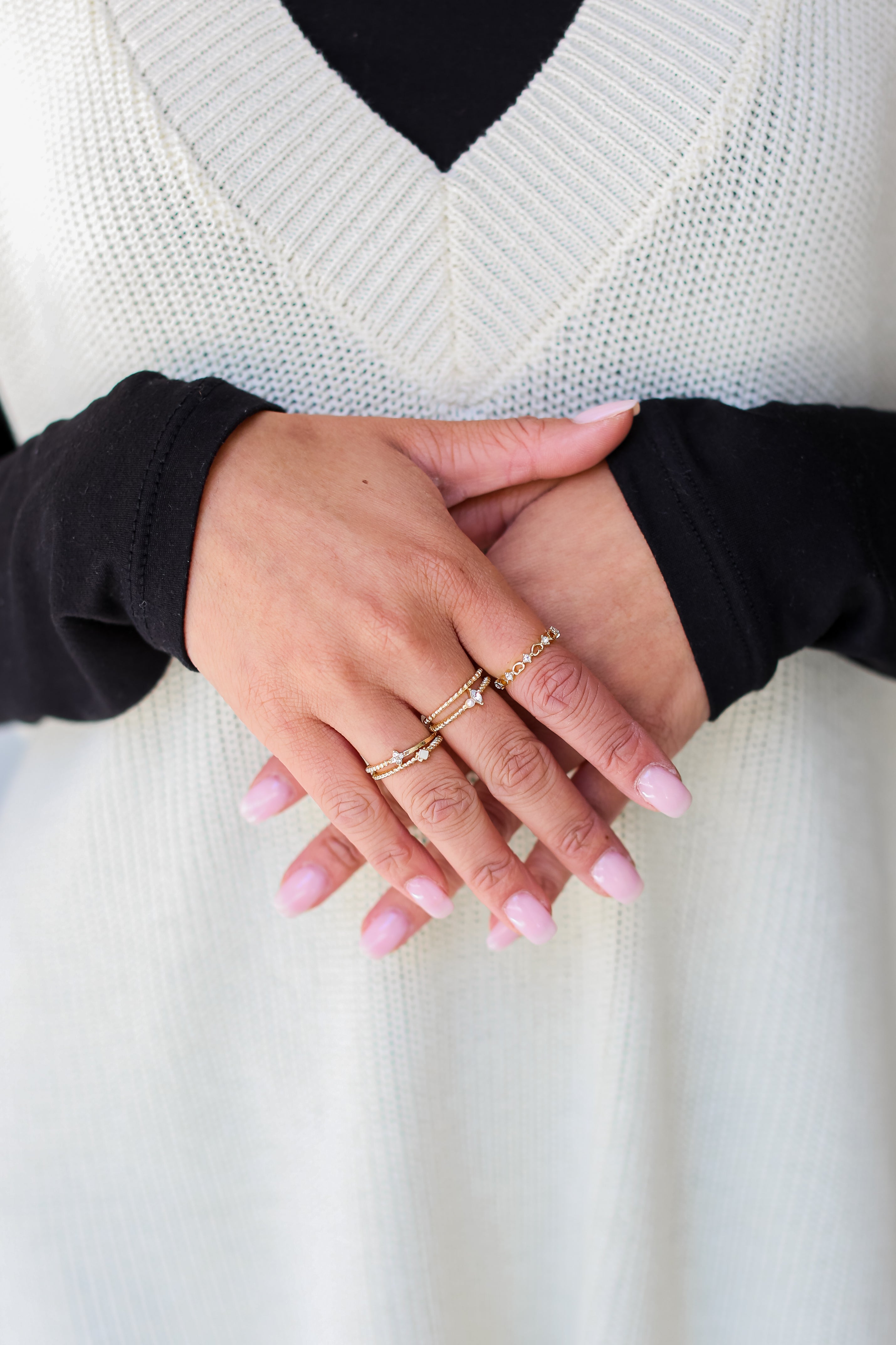 FINAL SALE - Alexa Gold Stone Ring Set