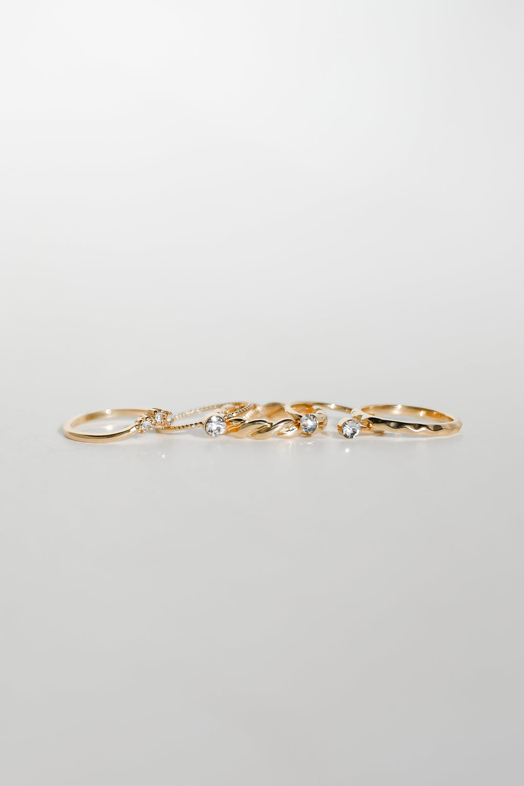 Maeve Gold Rhinestone Ring Set