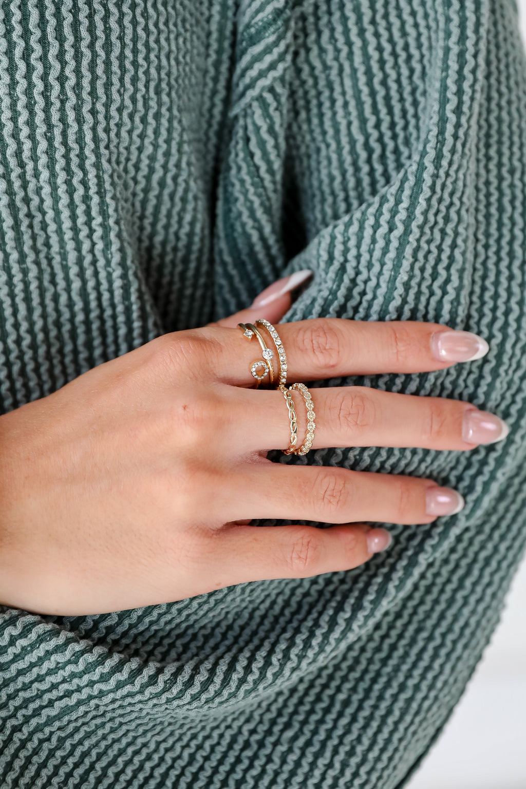FINAL SALE - Aspen Gold Rhinestone Ring Set