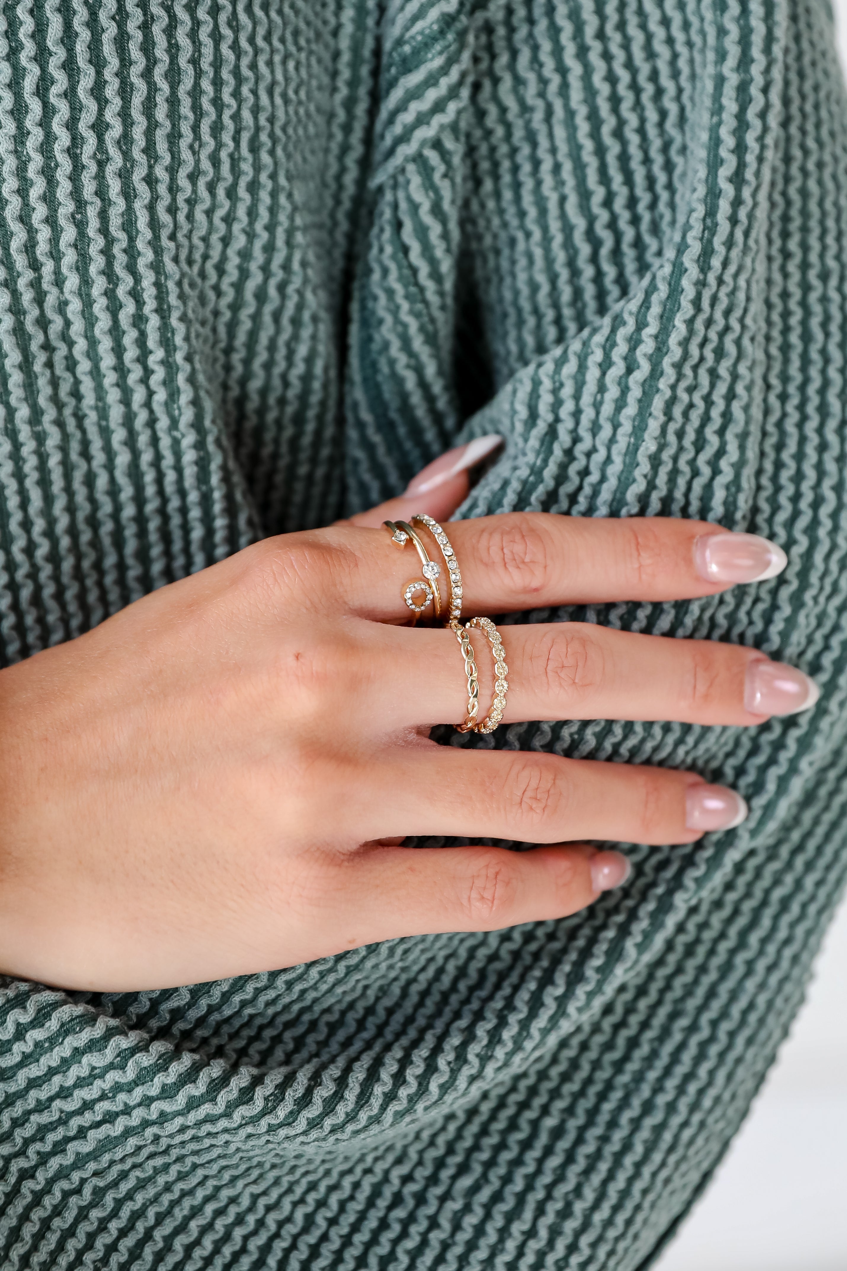 FINAL SALE - Aspen Gold Rhinestone Ring Set