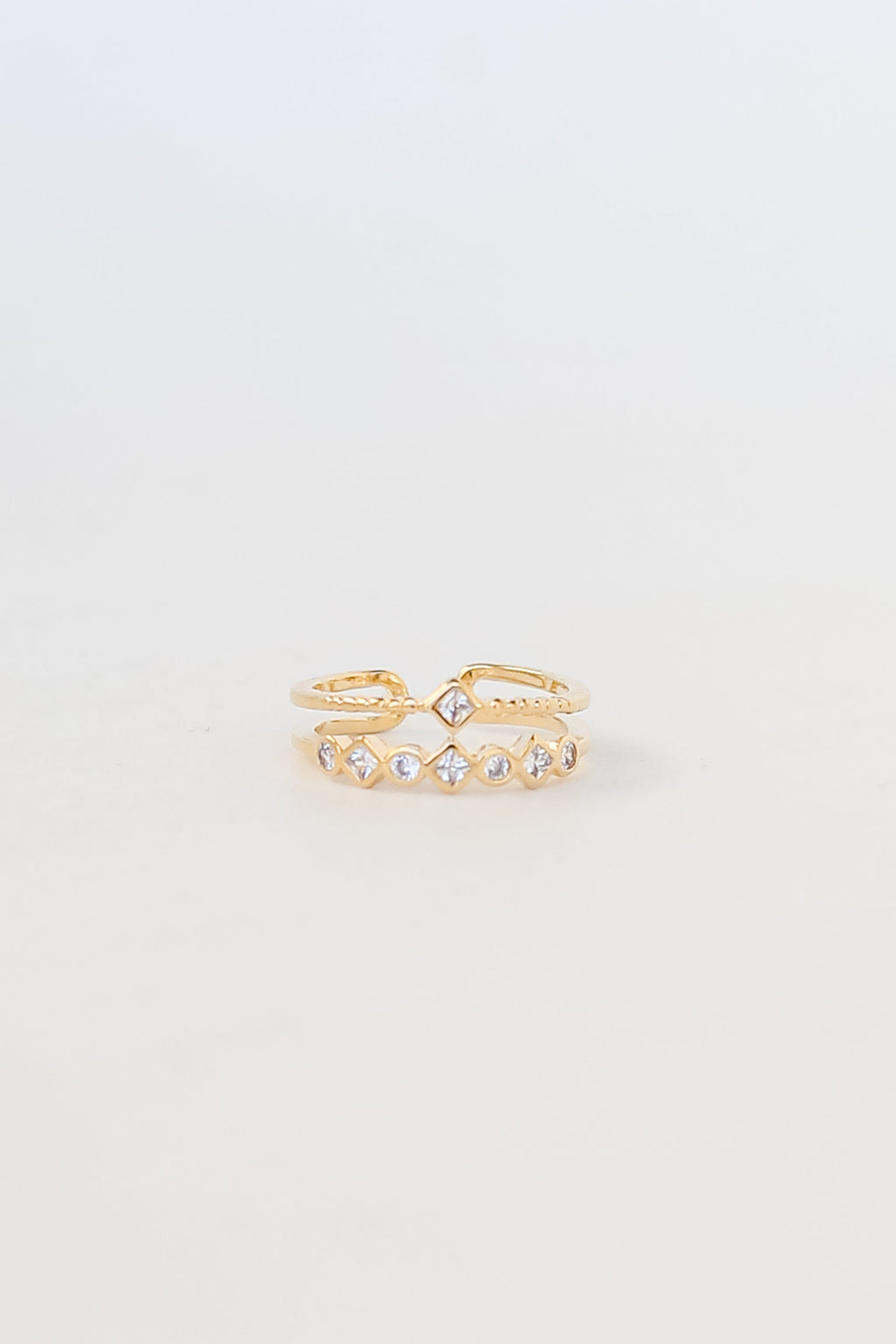Gold Rhinestone Double Ring