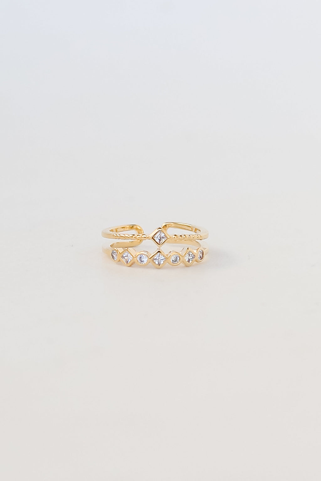 FINAL SALE - Sami Gold Rhinestone Double Ring