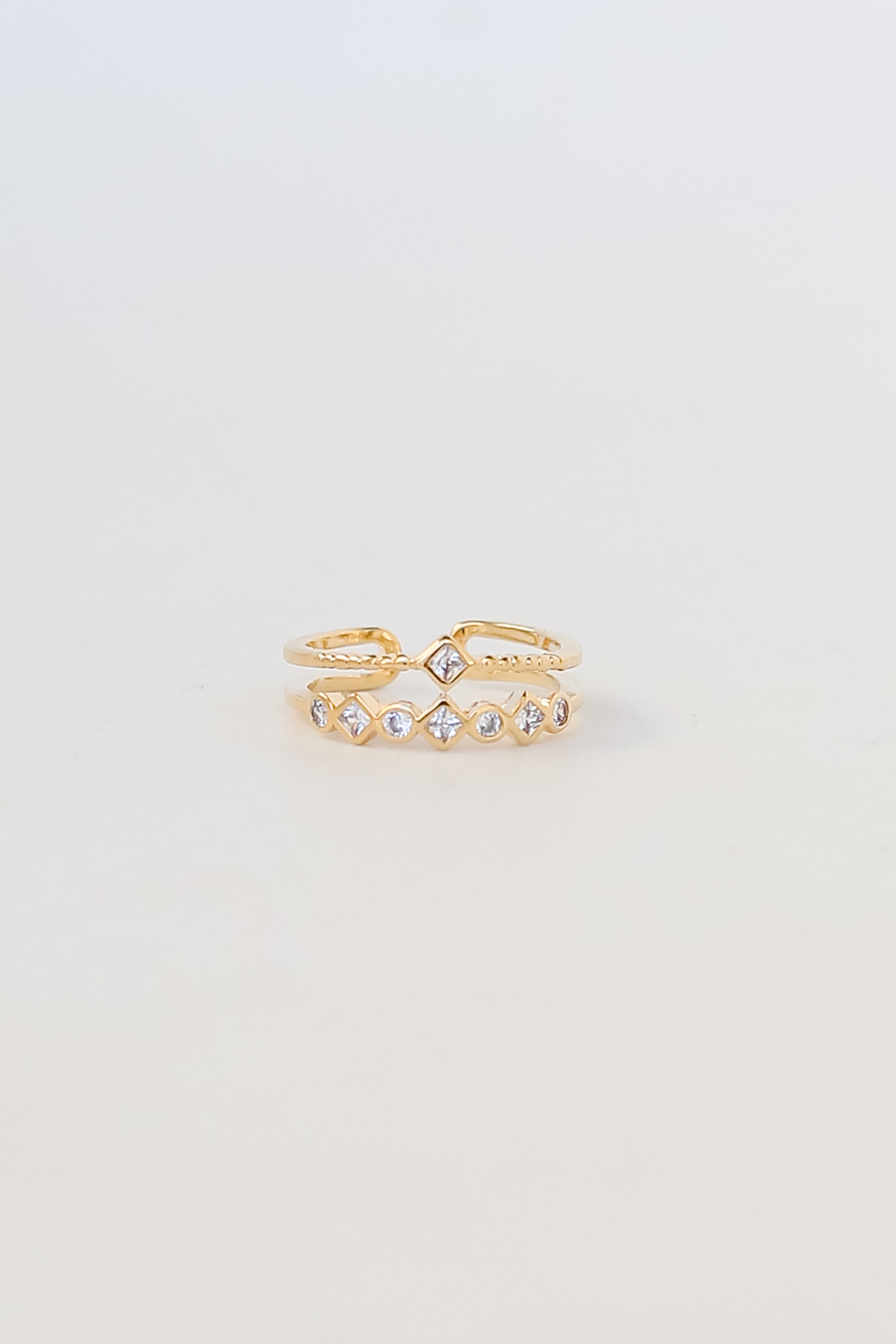 FINAL SALE - Sami Gold Rhinestone Double Ring