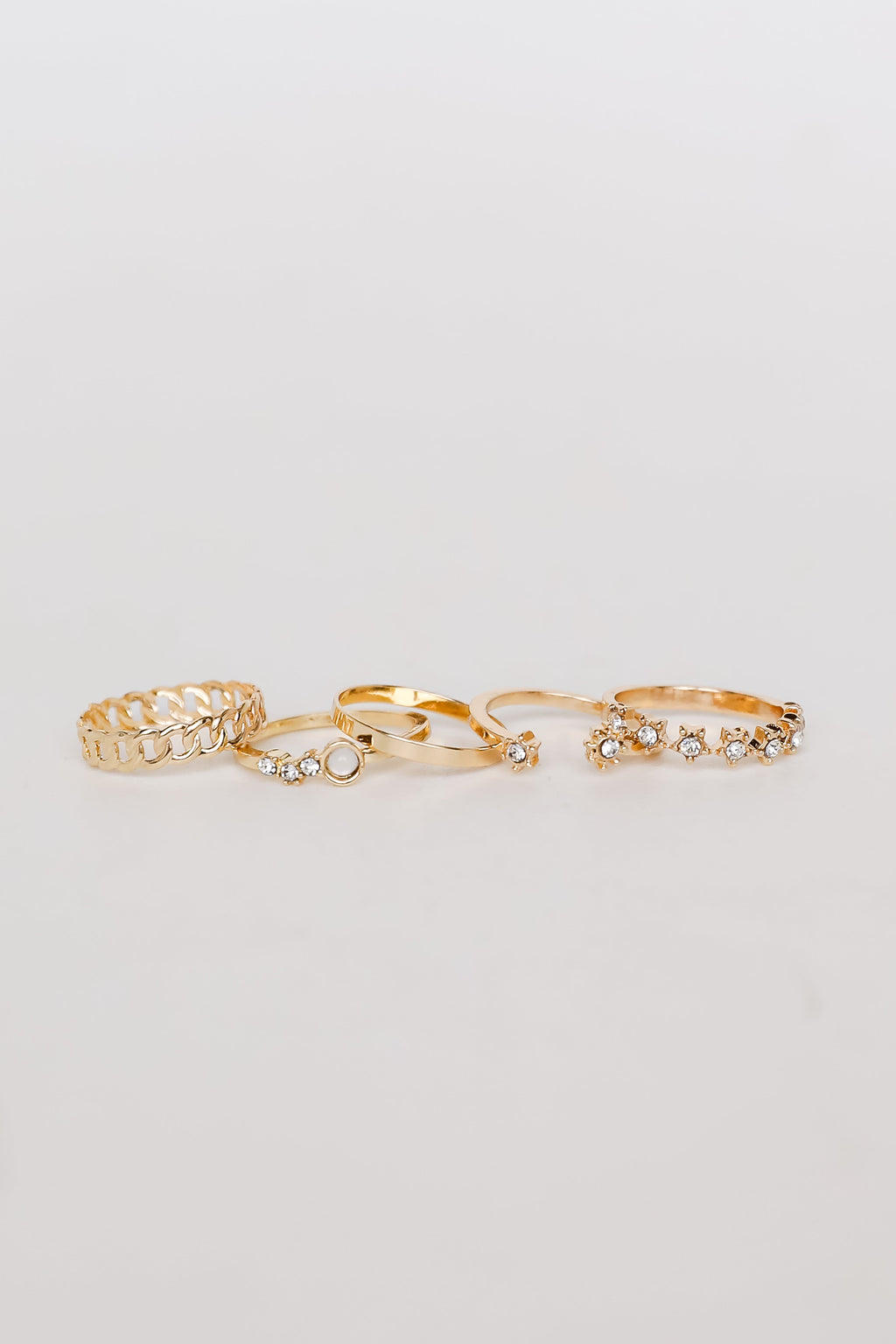Natalie Gold Rhinestone Ring Set
