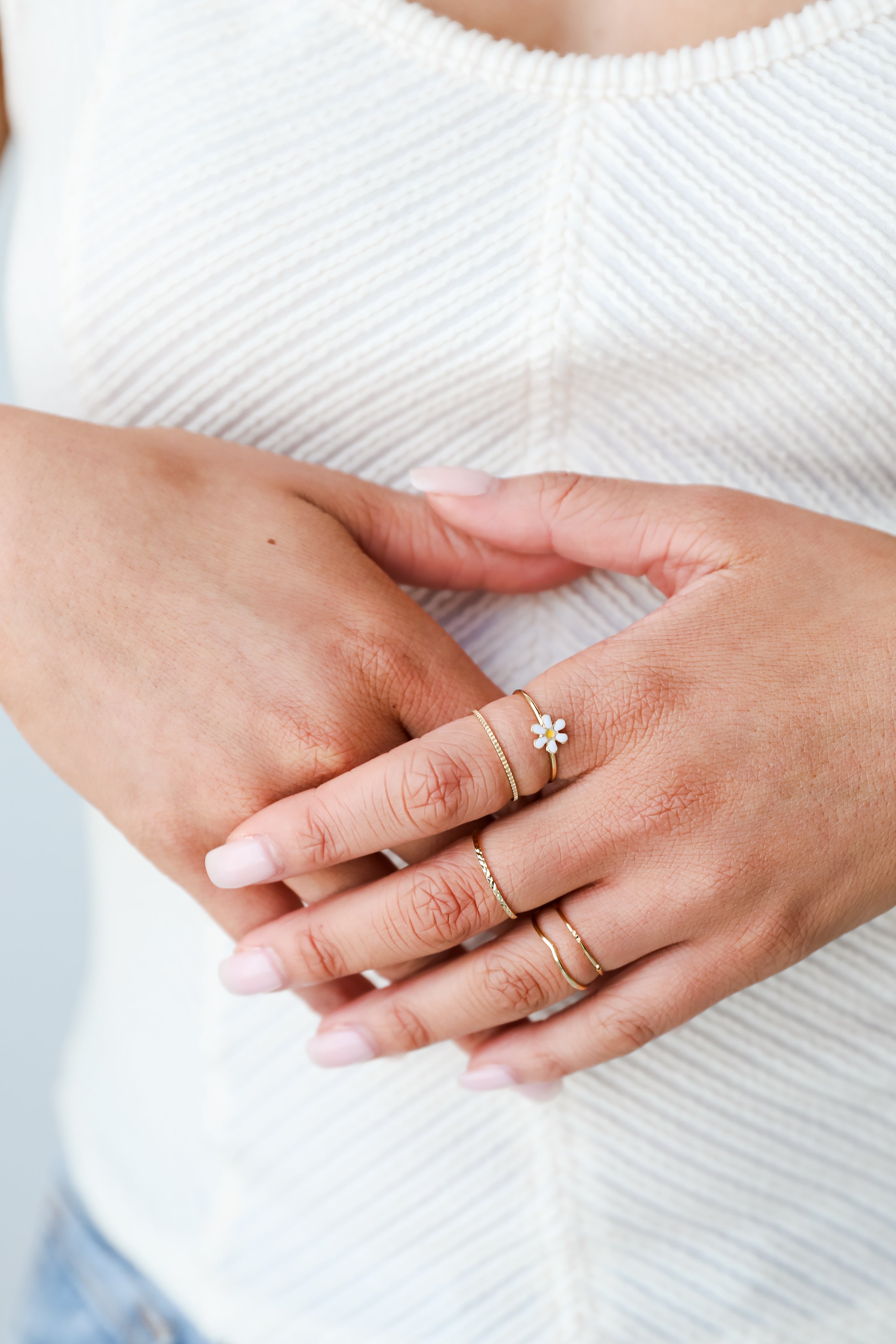 FINAL SALE - Hannah Gold Flower Ring Set