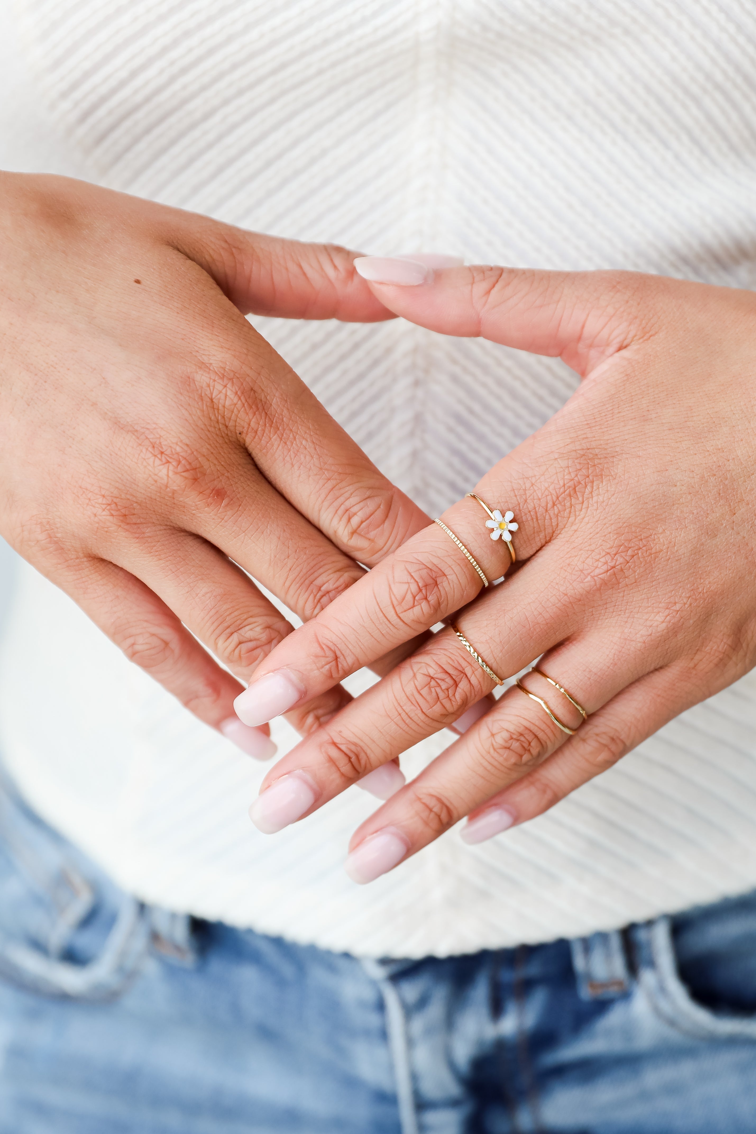 FINAL SALE - Hannah Gold Flower Ring Set