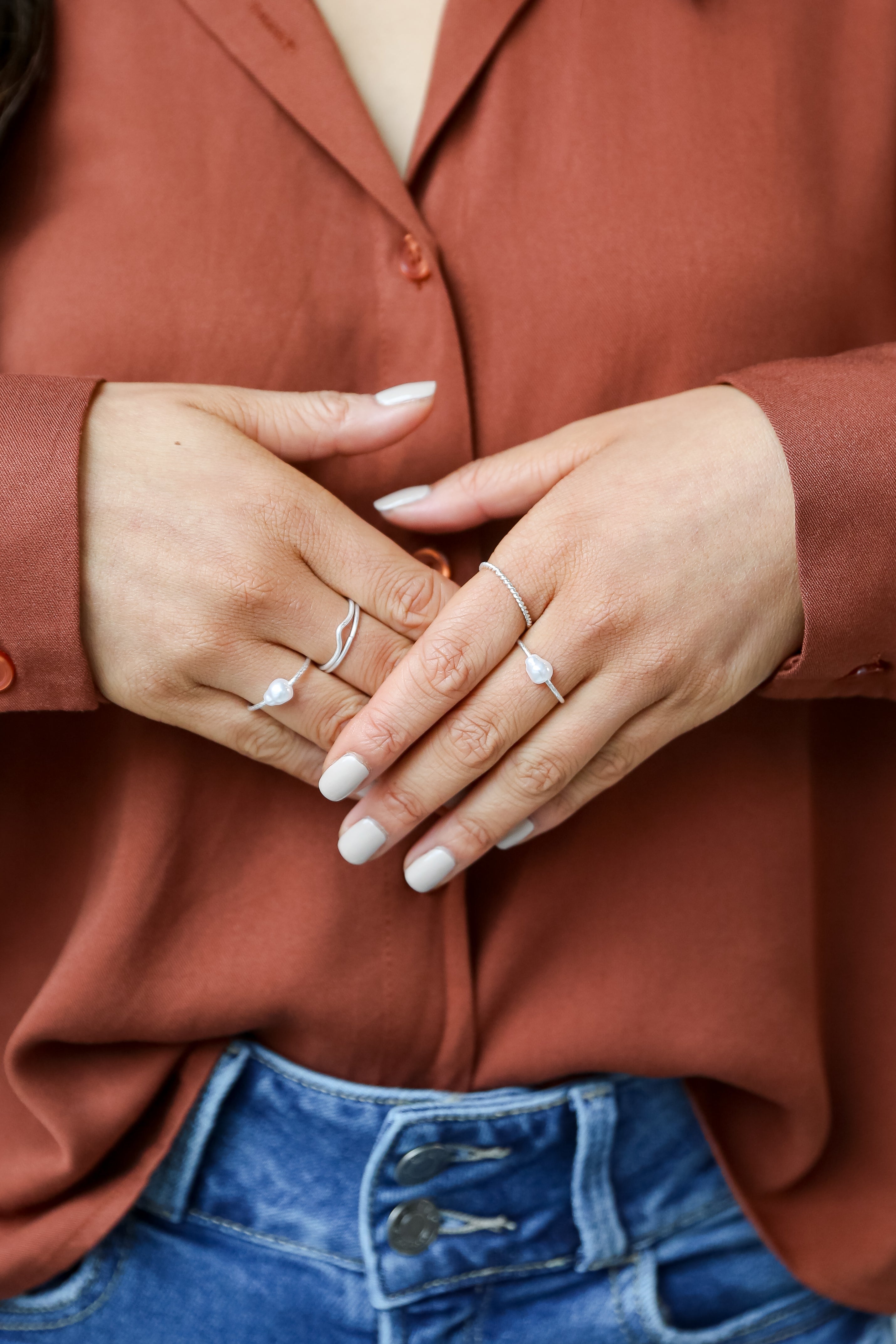 FINAL SALE - Teagan Pearl Ring Set